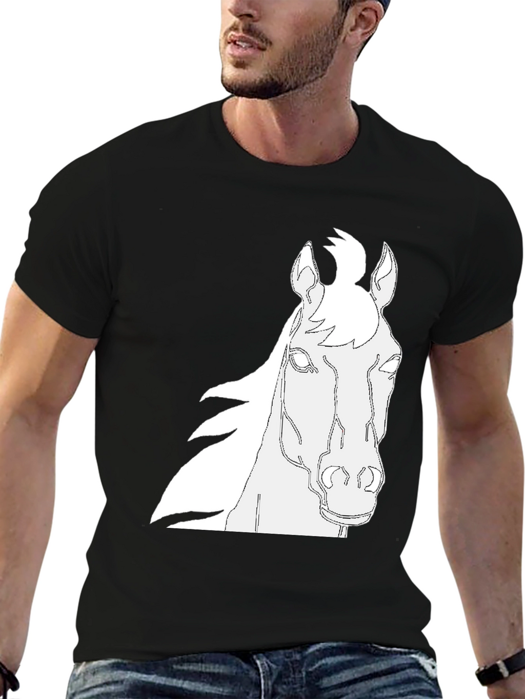 Horse Outline Graphic Black T-Shirt