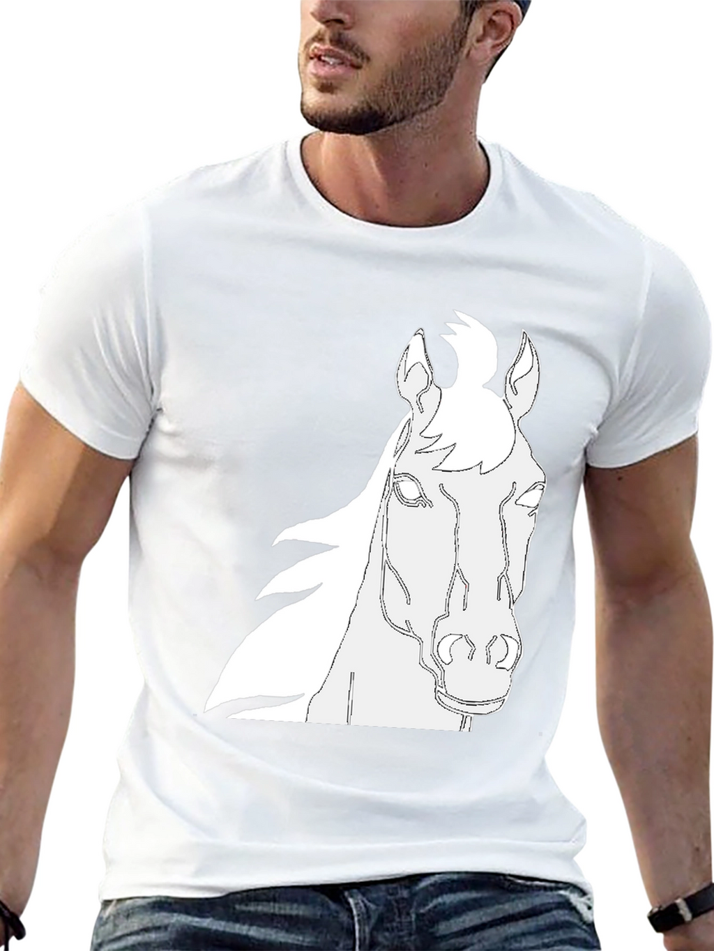 Horse Outline Graphic Black T-Shirt