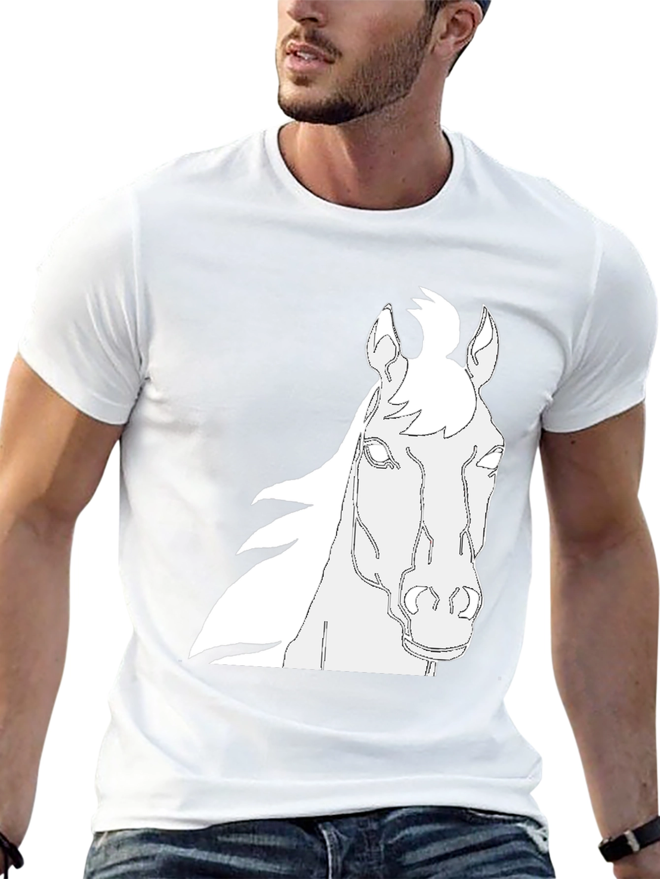Horse Outline Graphic Black T-Shirt