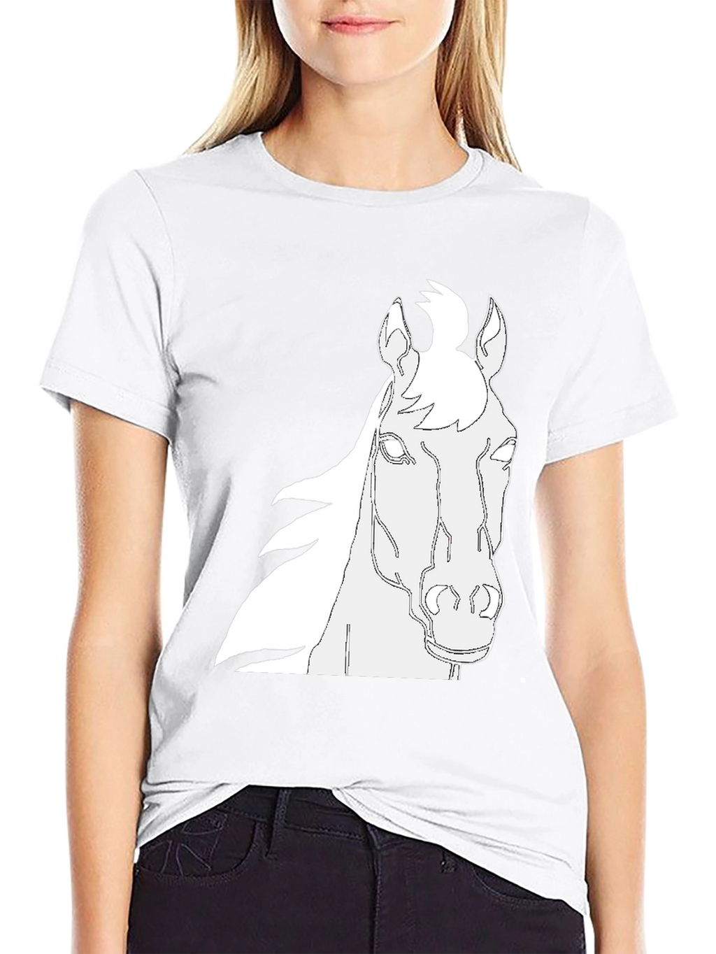 Horse Outline Graphic Black T-Shirt