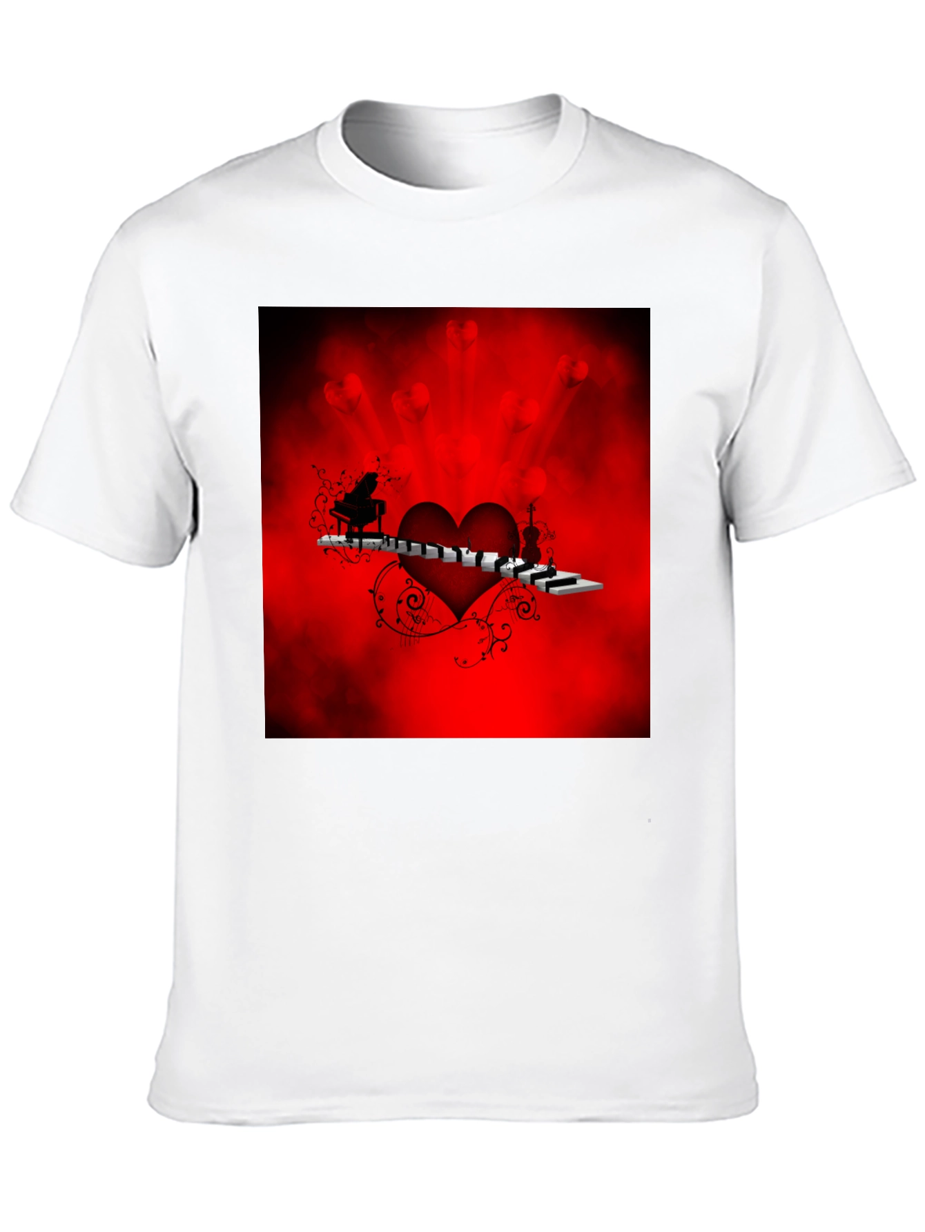 Music Lovers Heart Graphic Tee - Black