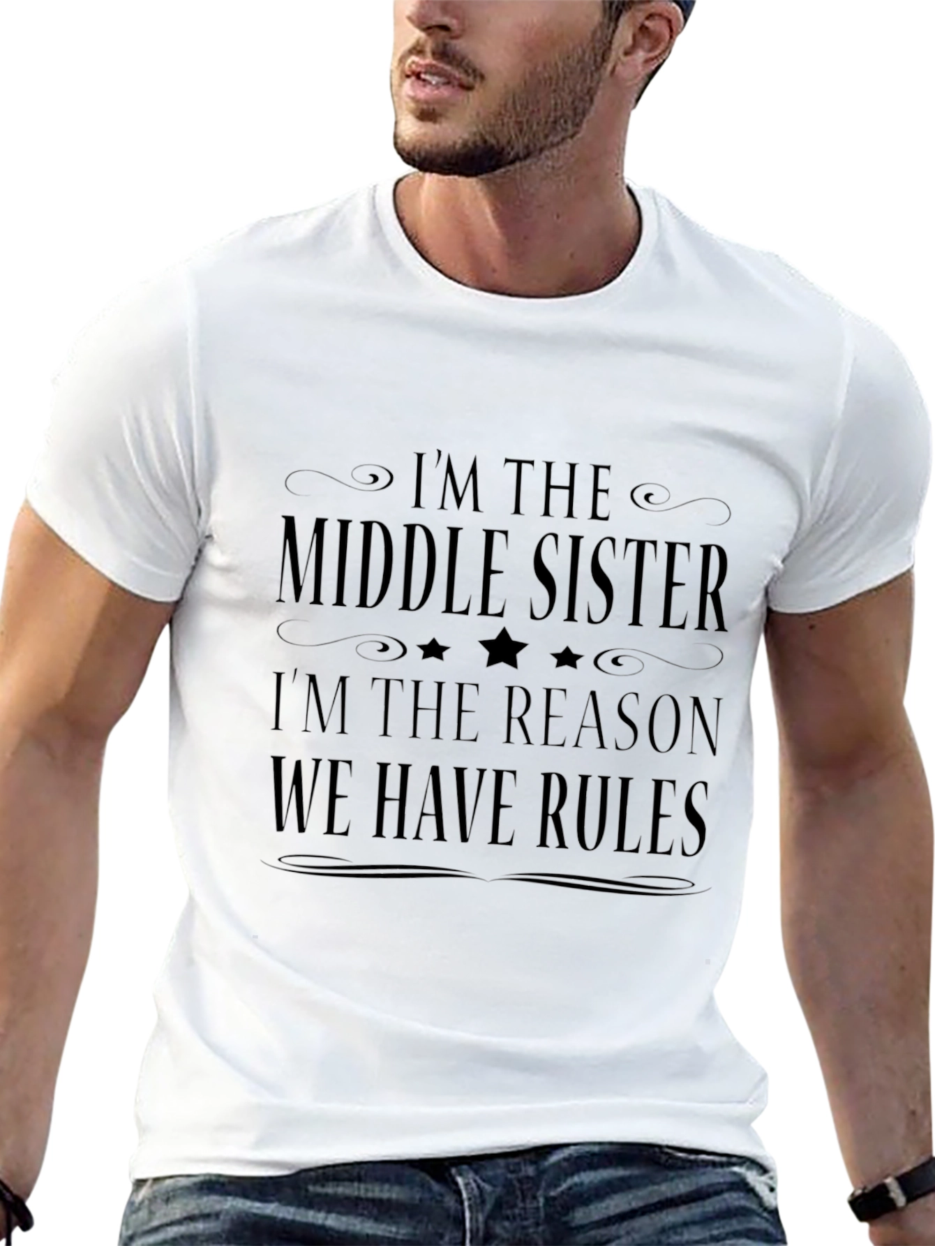 Middle Sister Rules T-Shirt - Black Novelty Tee