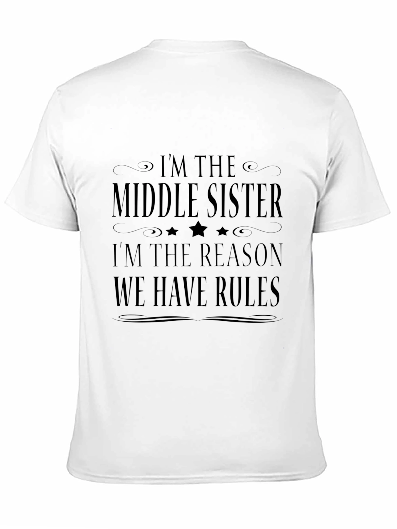 Middle Sister Rules T-Shirt - Black Novelty Tee