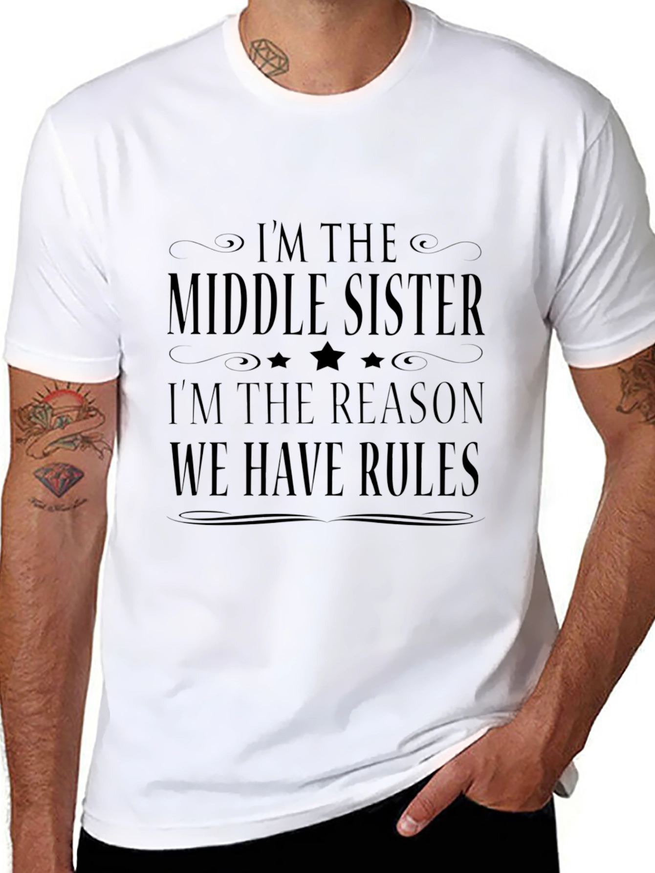 Middle Sister Rules T-Shirt - Black Novelty Tee