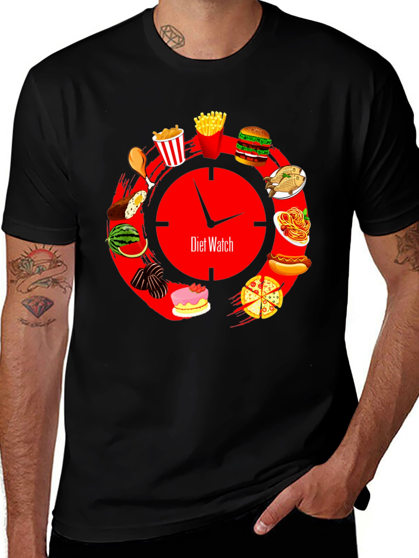 Diet Watch T-Shirt - Food Clock Design