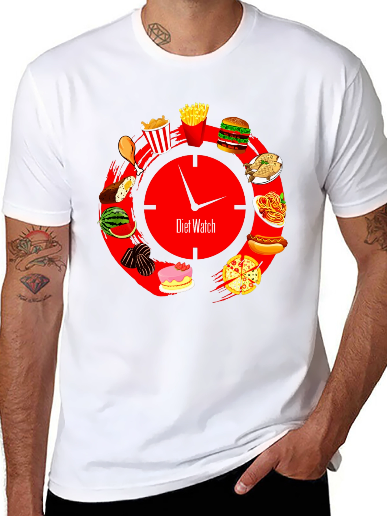 Diet Watch T-Shirt - Food Clock Design