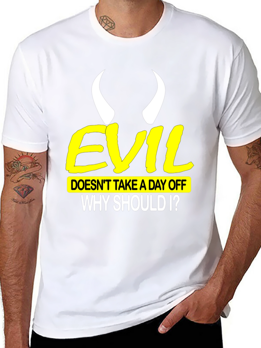 Evil Doesnt Take a Day Off Black T-Shirt
