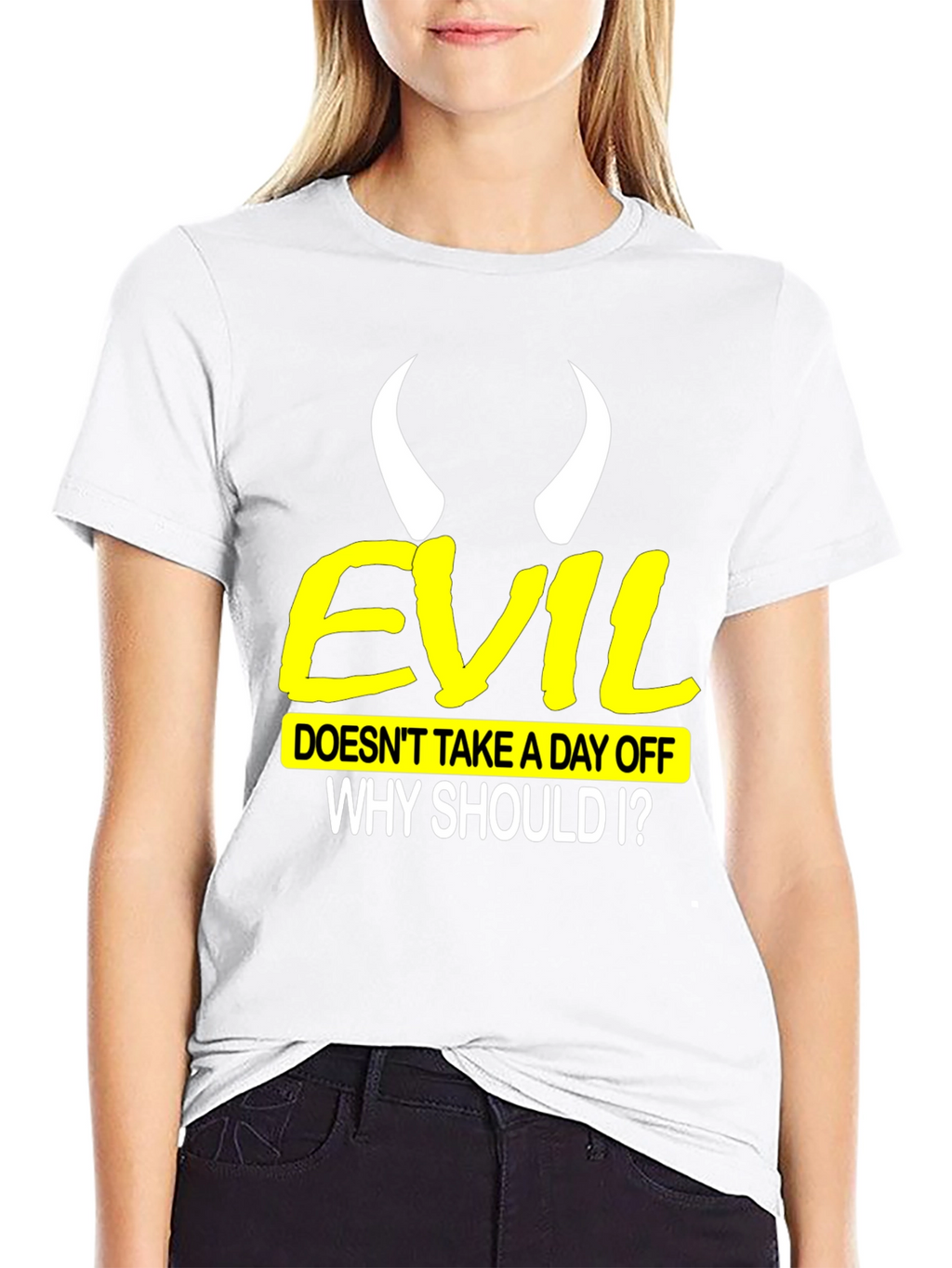 Evil Doesnt Take a Day Off Black T-Shirt