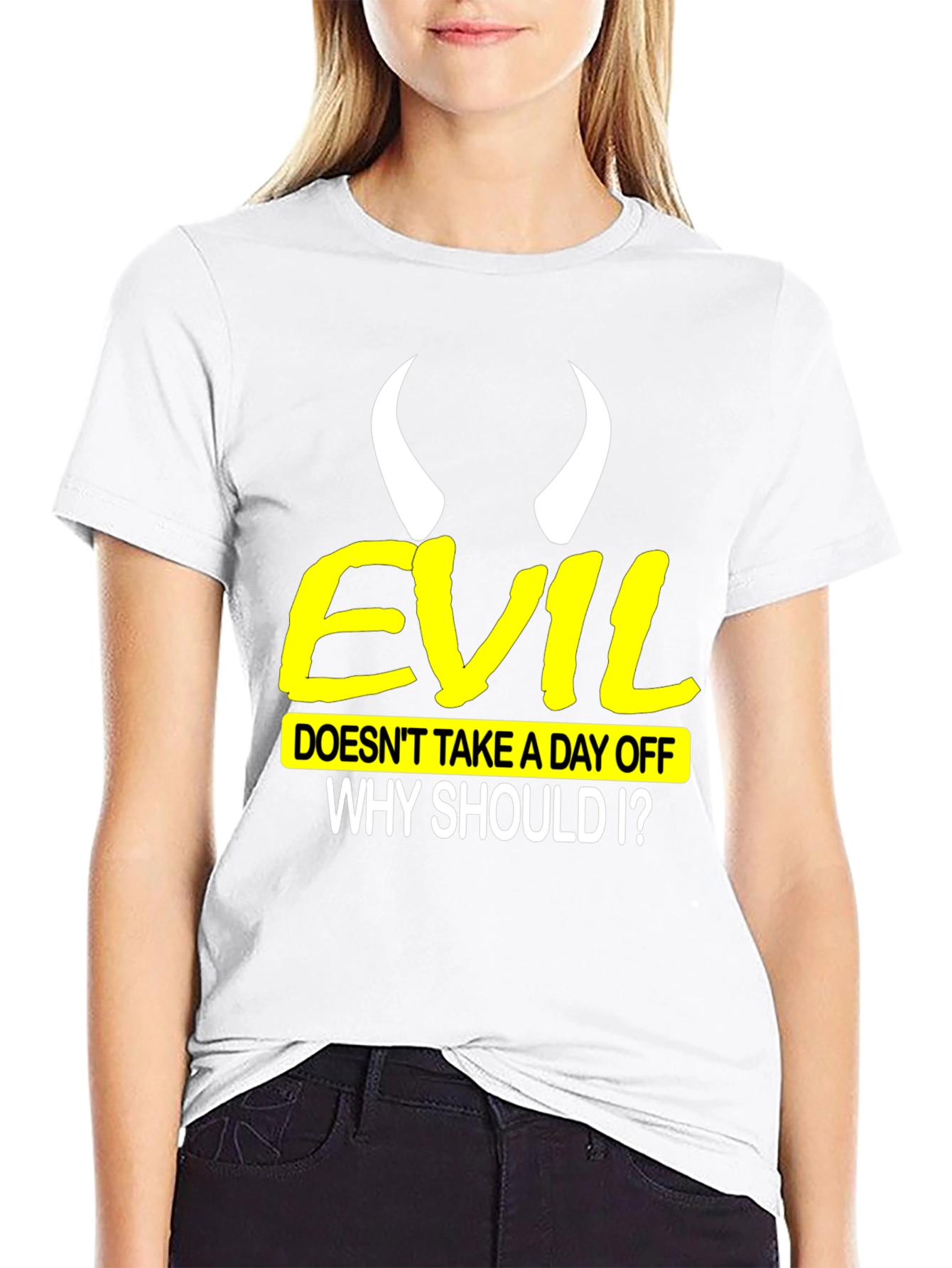 Evil Doesnt Take a Day Off Black T-Shirt