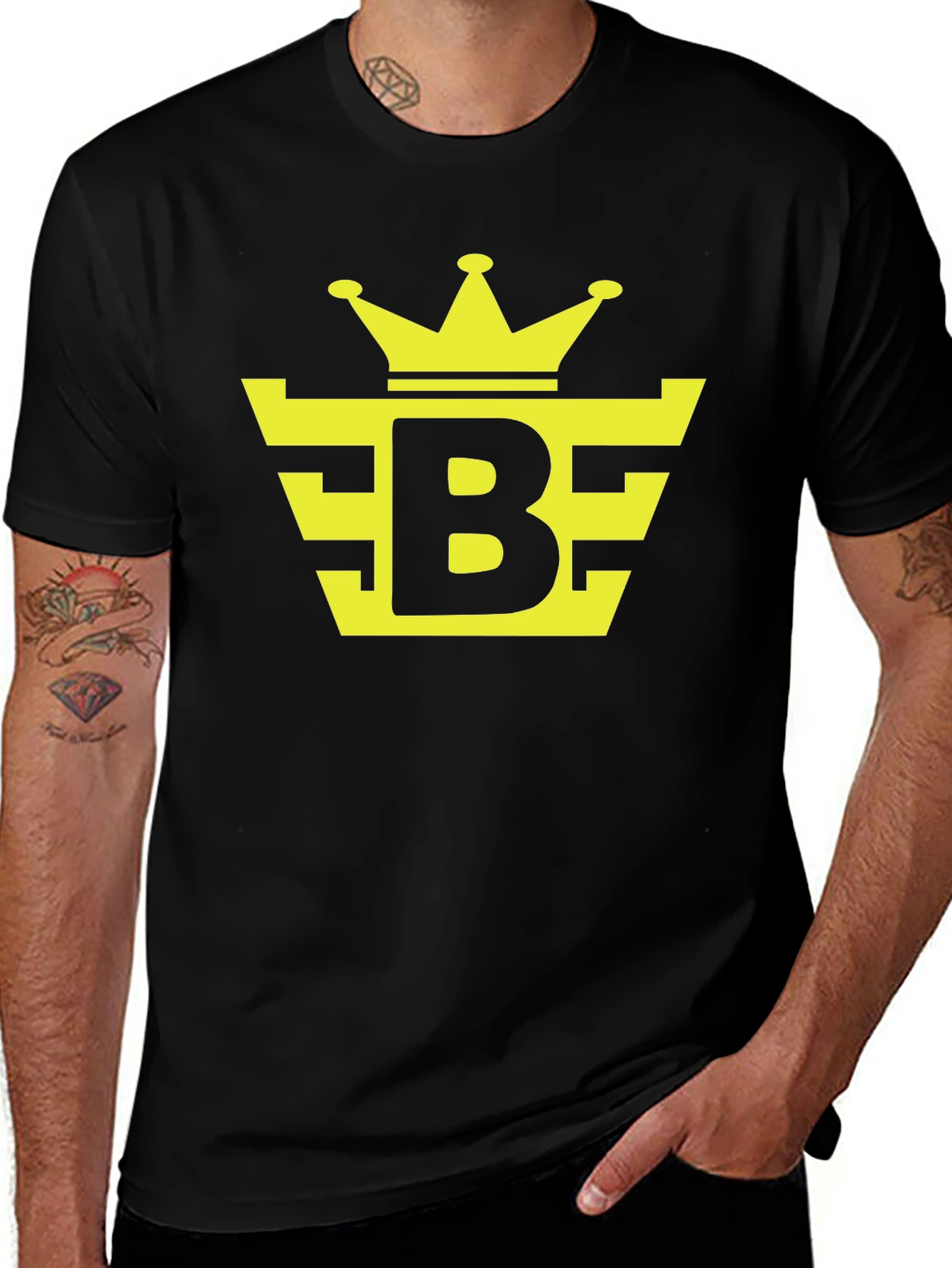 Black Tee with Yellow Crown Logo