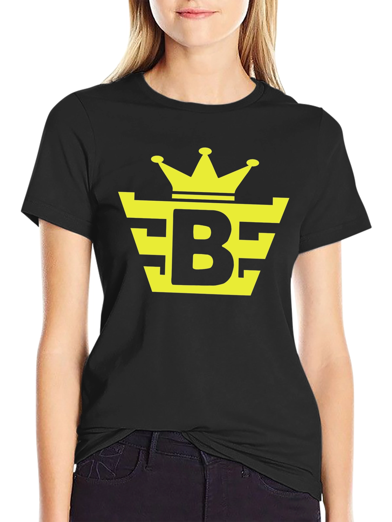 Black Tee with Yellow Crown Logo