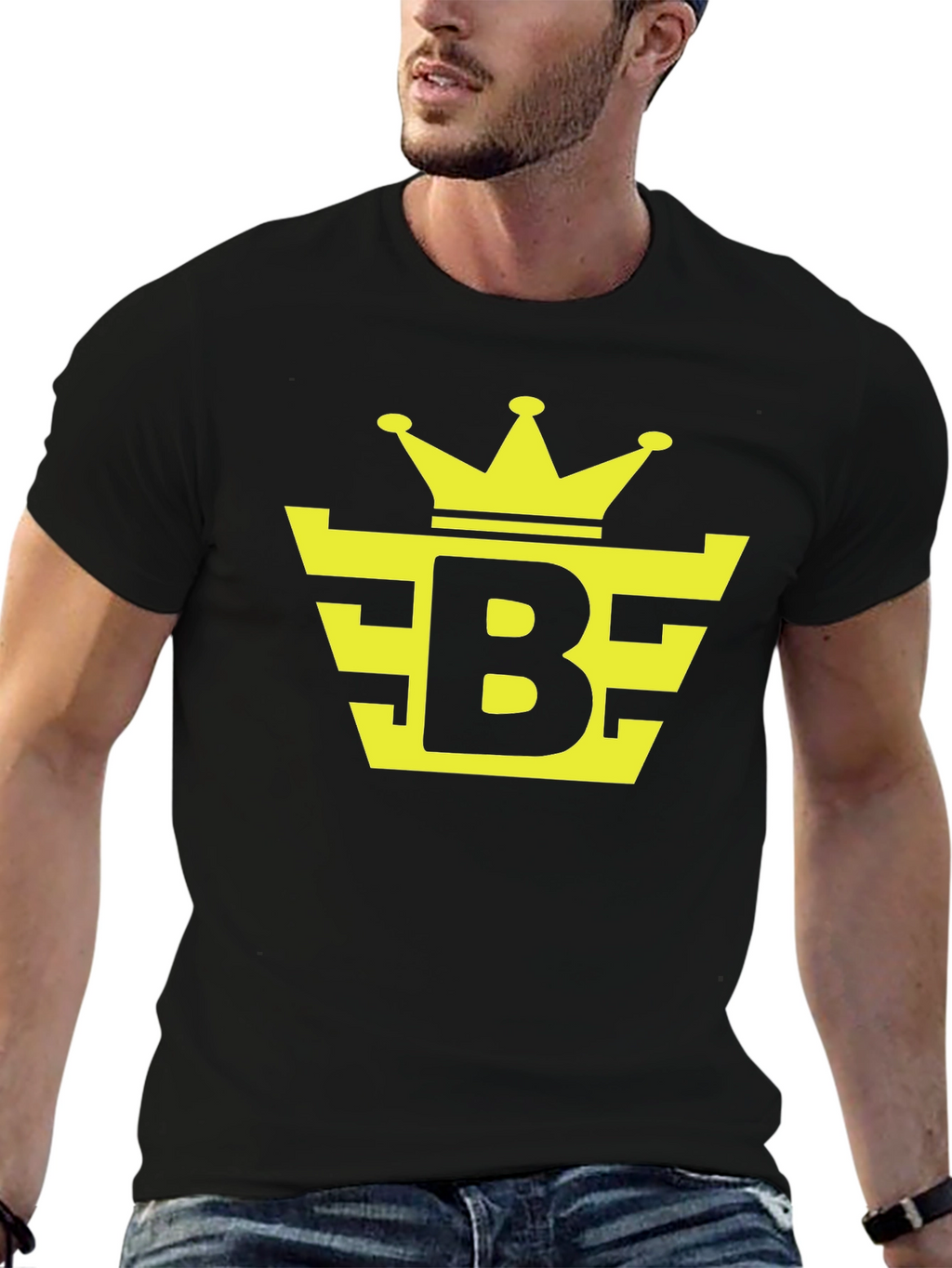 Black Tee with Yellow Crown Logo