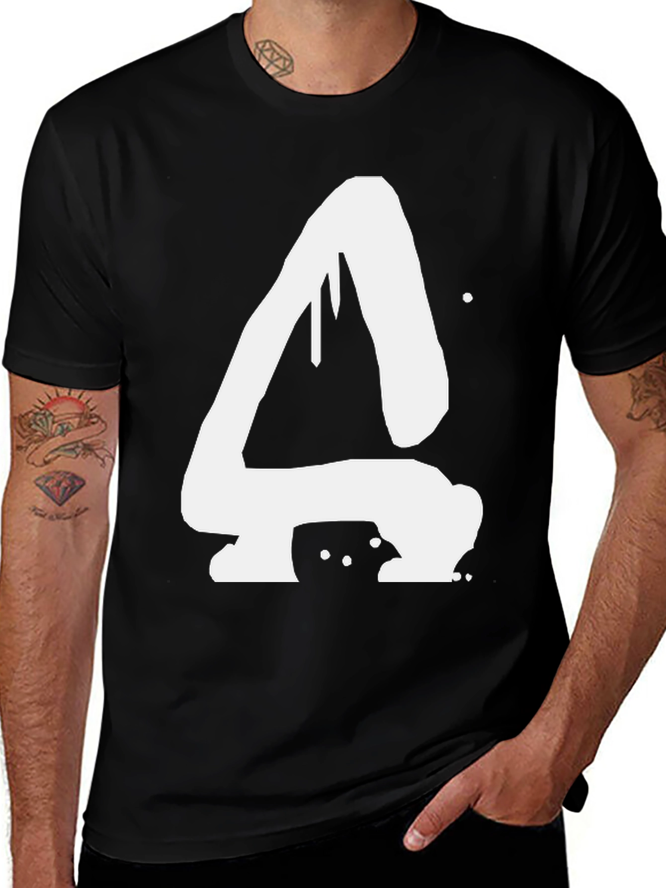 Abstract White Graffiti Style A Black T-Shirt
