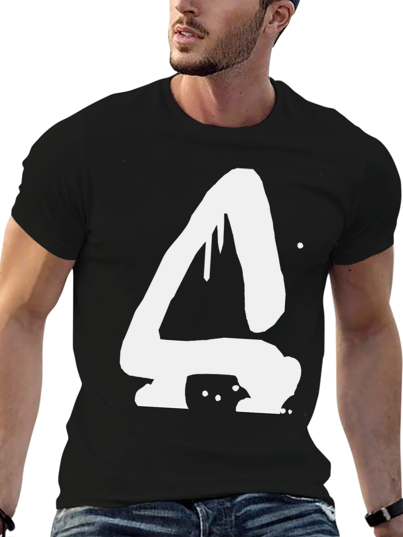 Abstract White Graffiti Style A Black T-Shirt
