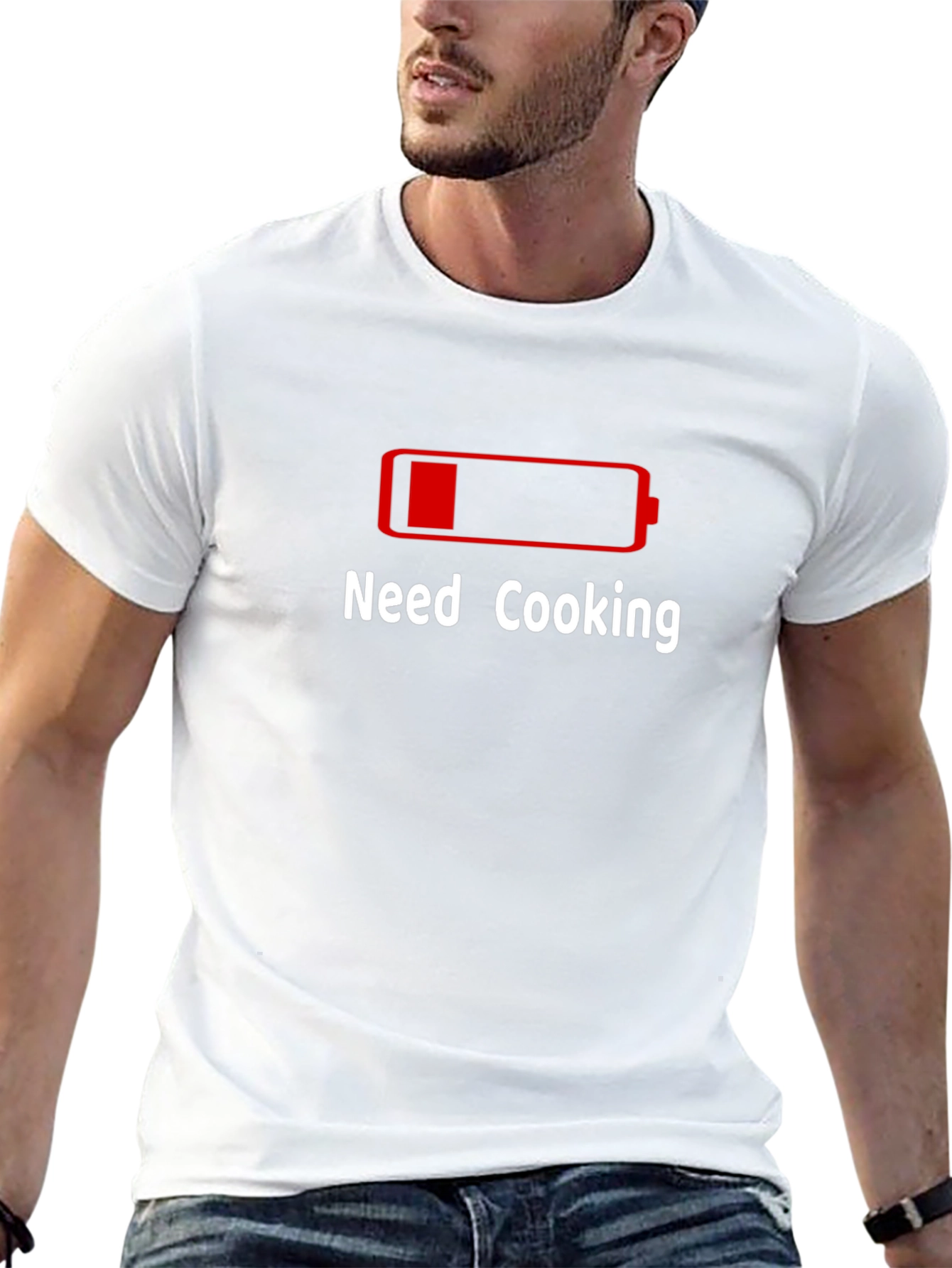 Need Cooking Black T-Shirt - Funny Battery Low Design