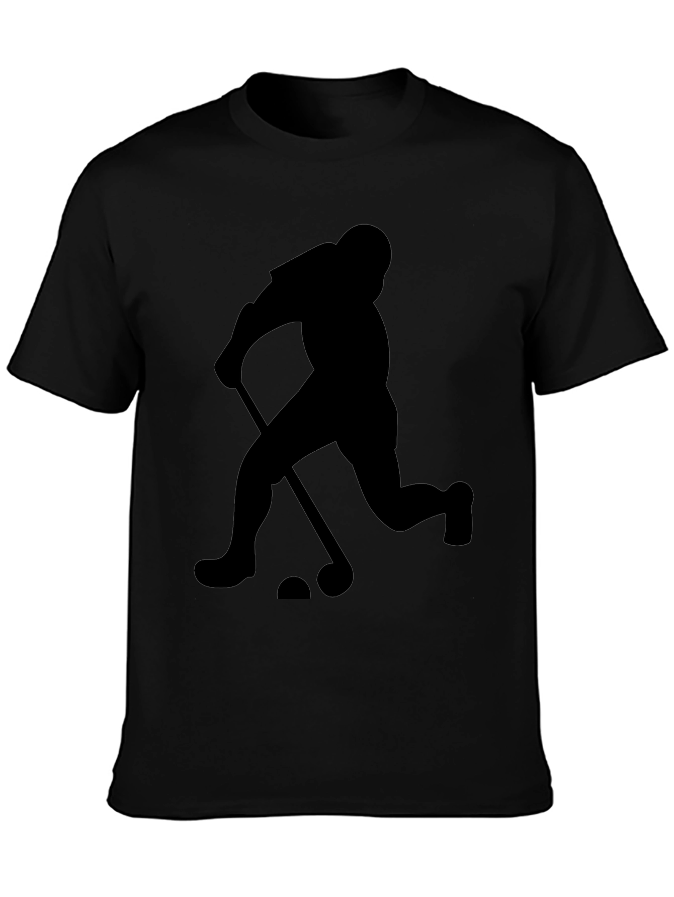 Hockey Player Graphic Tee - Black Cotton Shirt