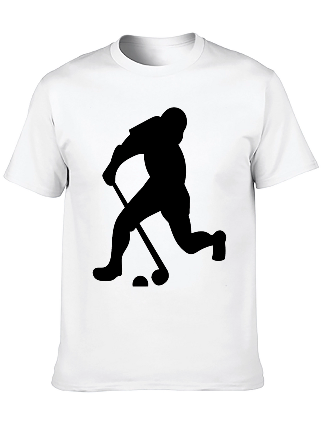 Hockey Player Graphic Tee - Black Cotton Shirt