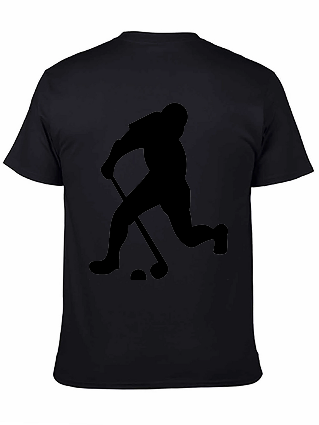 Hockey Player Graphic Tee - Black Cotton Shirt