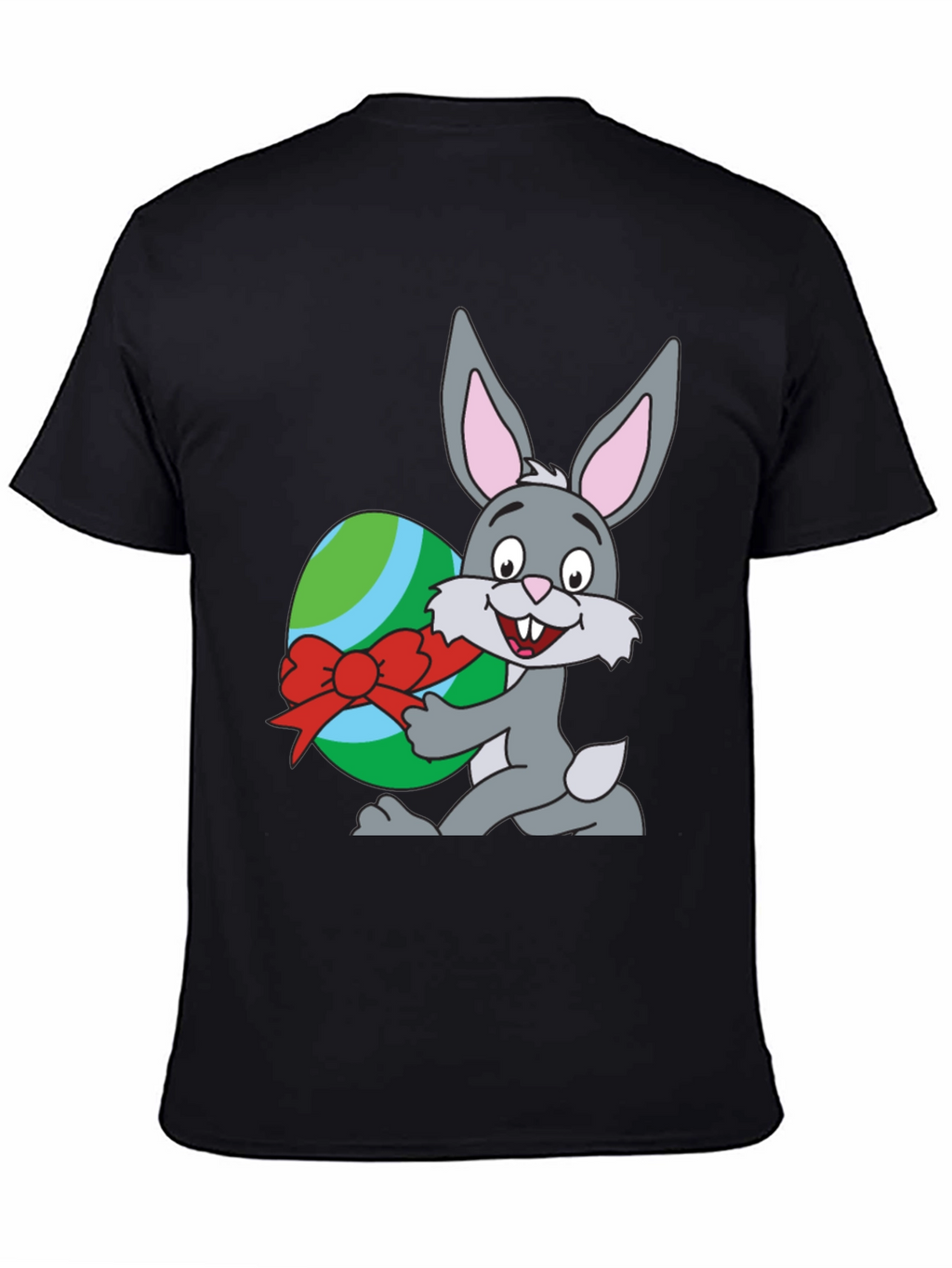 Easter Bunny & Egg Graphic T-Shirt - Black