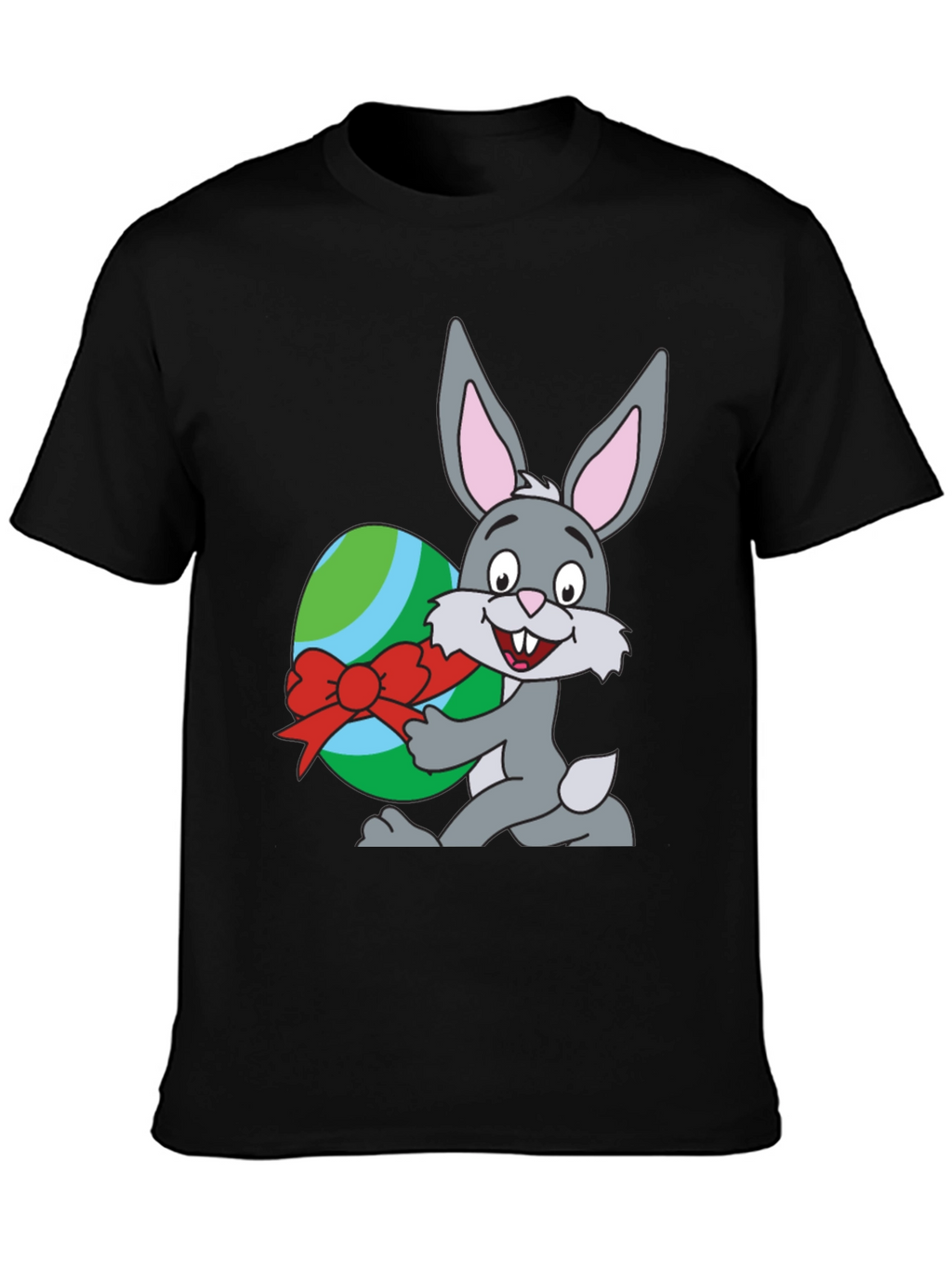 Easter Bunny & Egg Graphic T-Shirt - Black