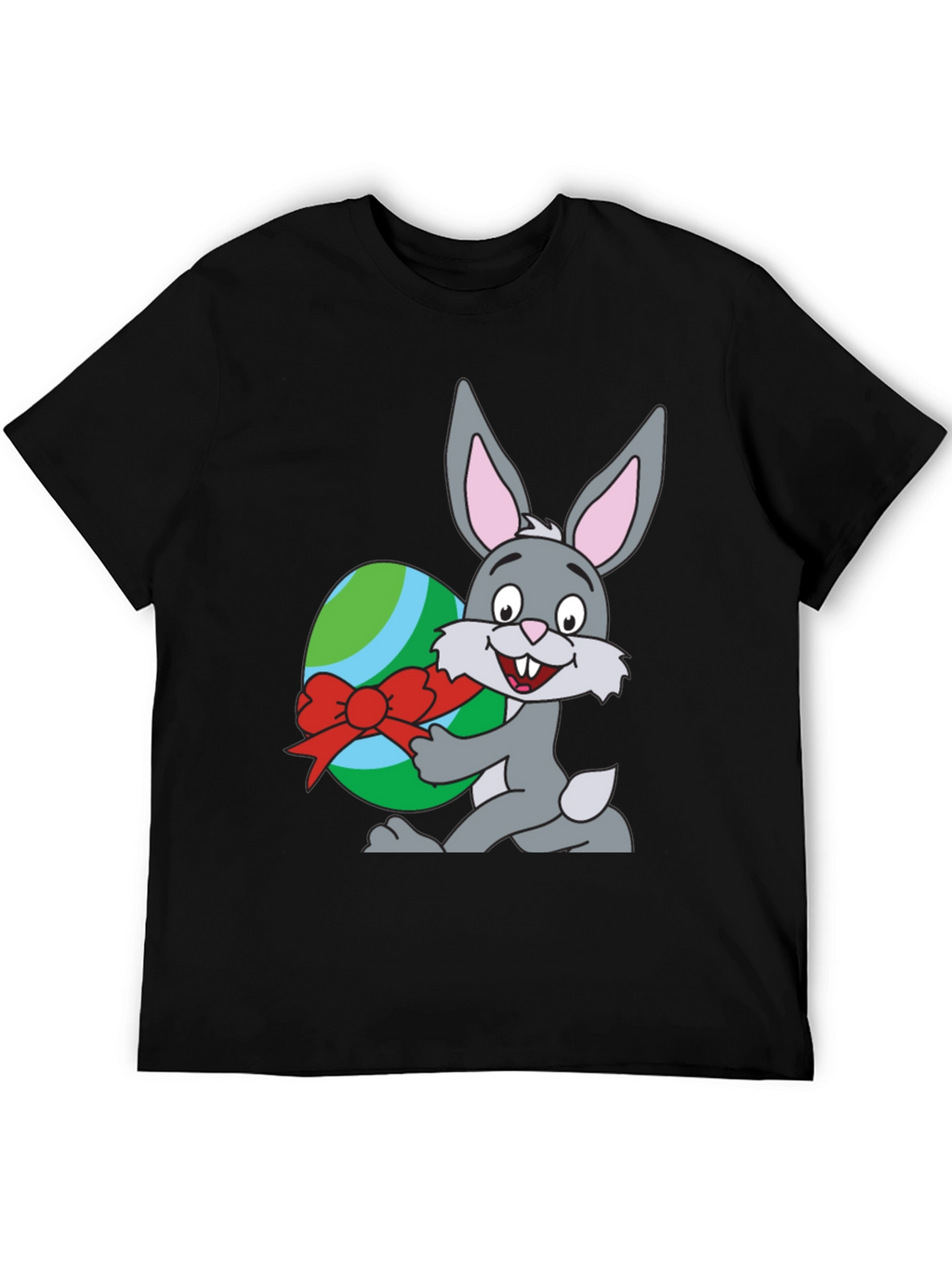 Easter Bunny & Egg Graphic T-Shirt - Black