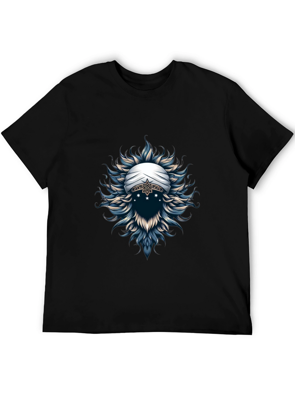 Mystic Turban Graphic Tee - Soft Black Cotton T-Shirt