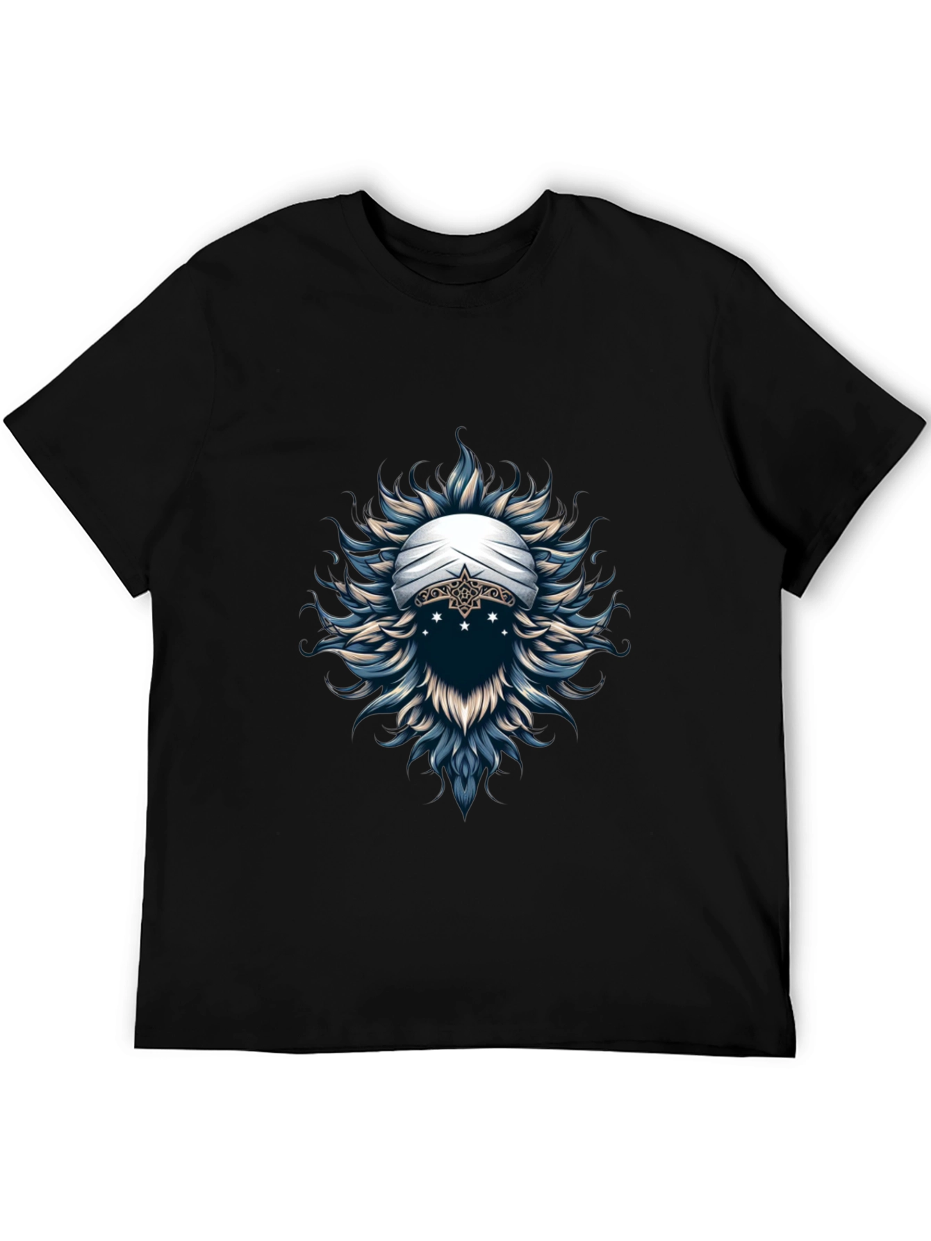 Mystic Turban Graphic Tee - Soft Black Cotton T-Shirt