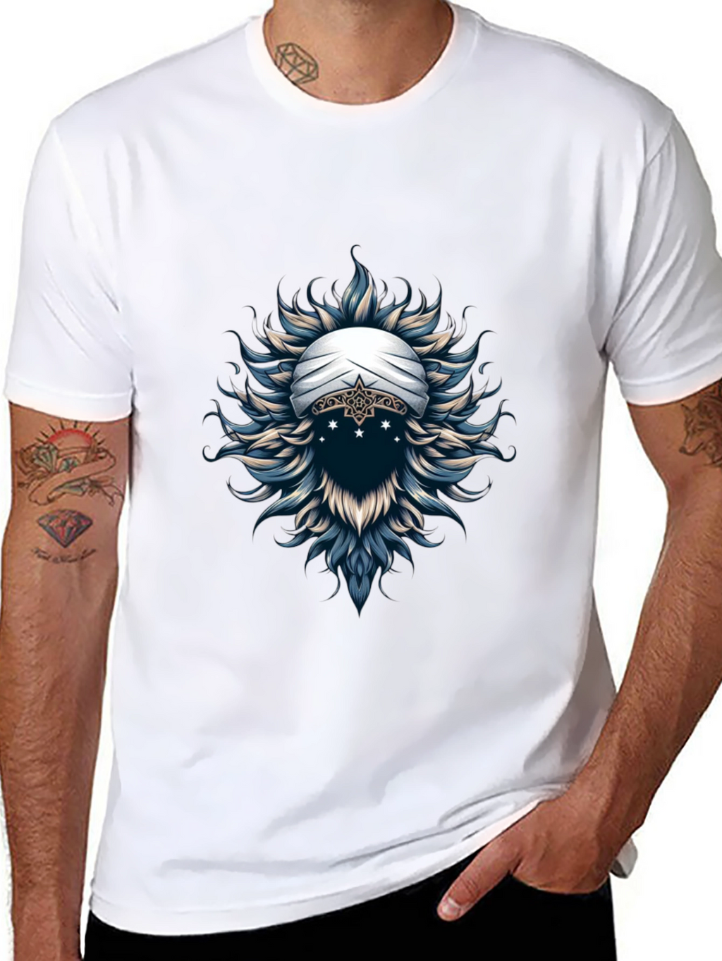 Mystic Turban Graphic Tee - Soft Black Cotton T-Shirt