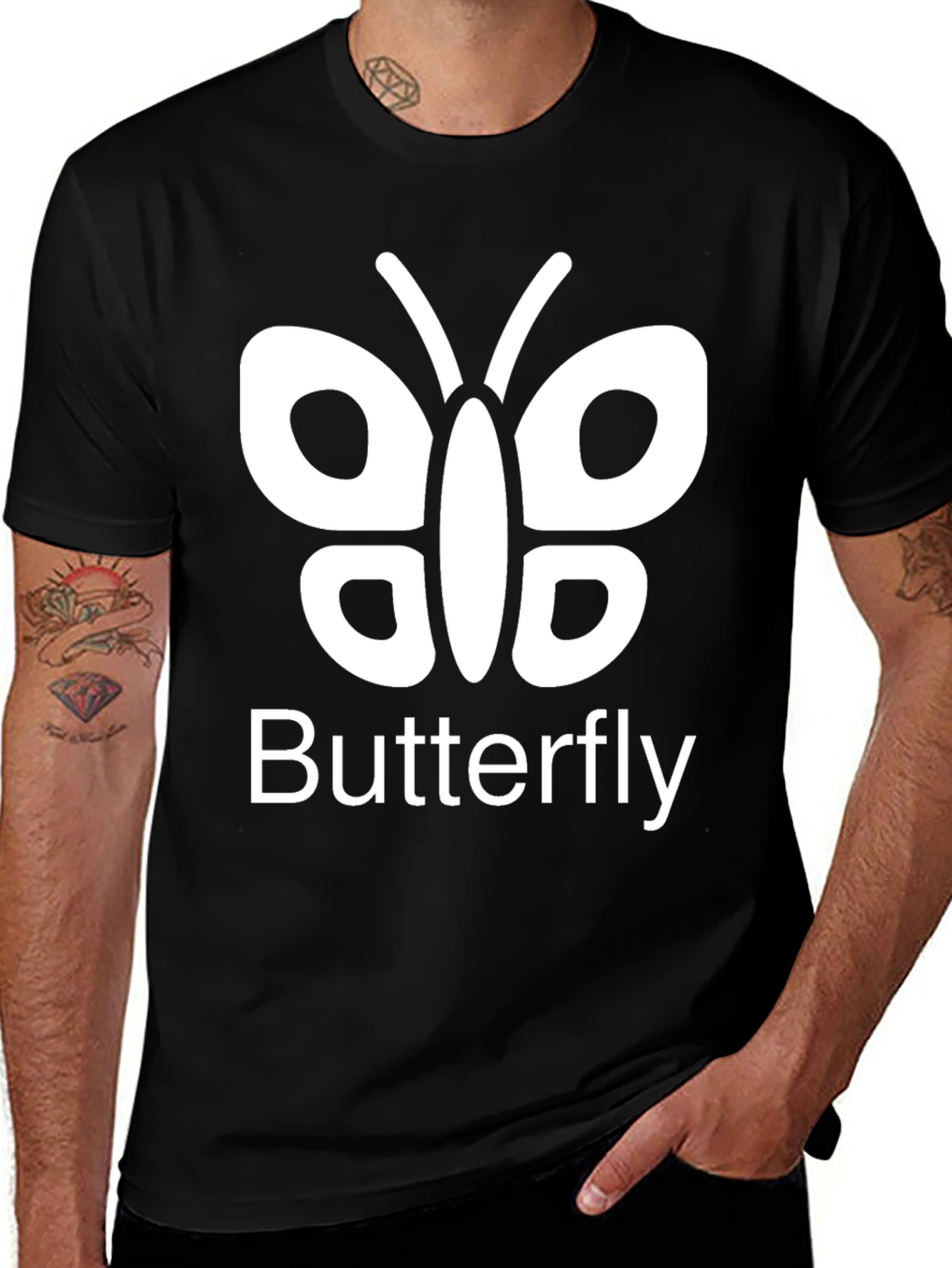 Butterfly Graphic Tee - Casual Black T-Shirt