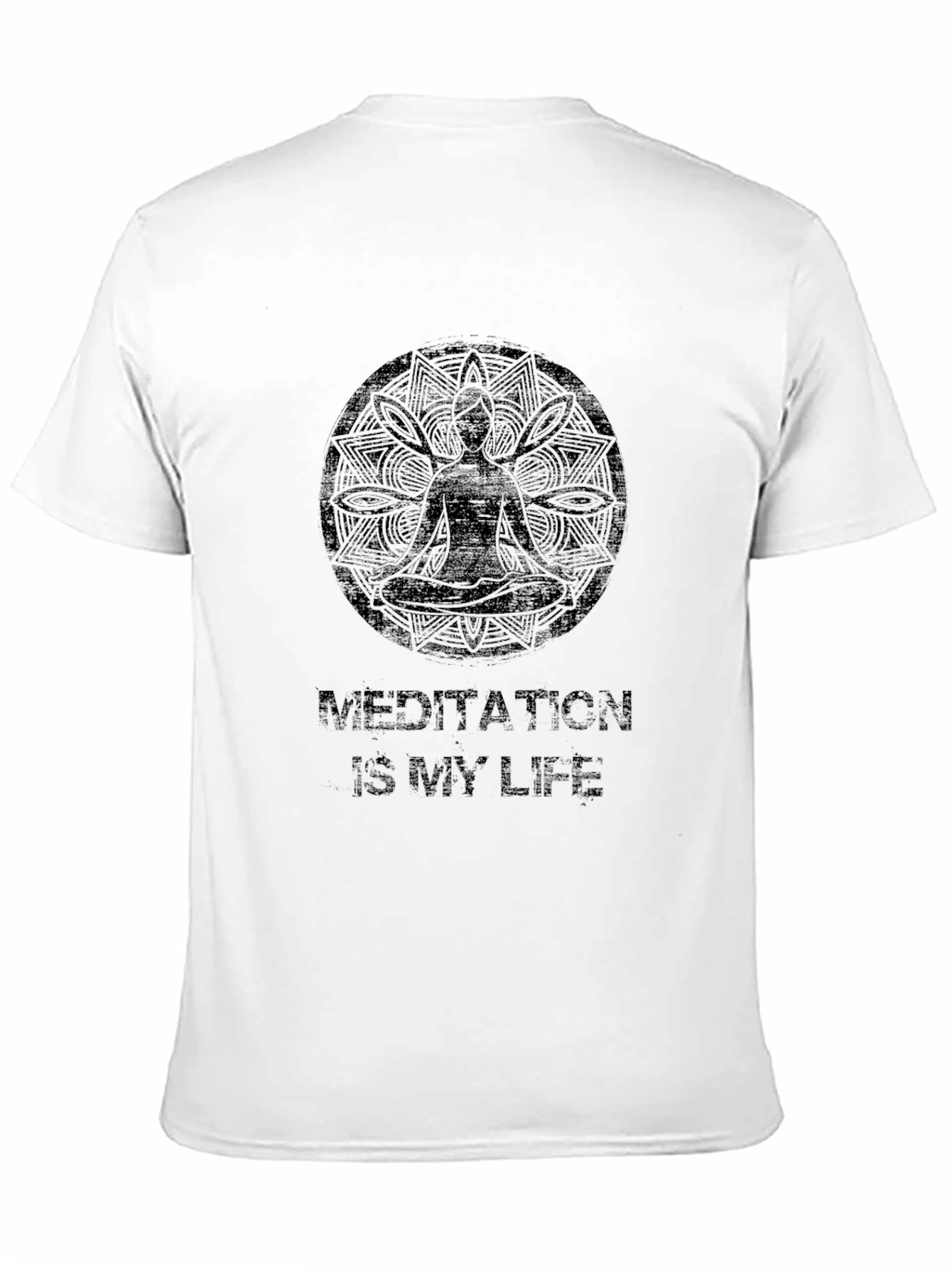 Meditation Is My Life Black Graphic T-Shirt