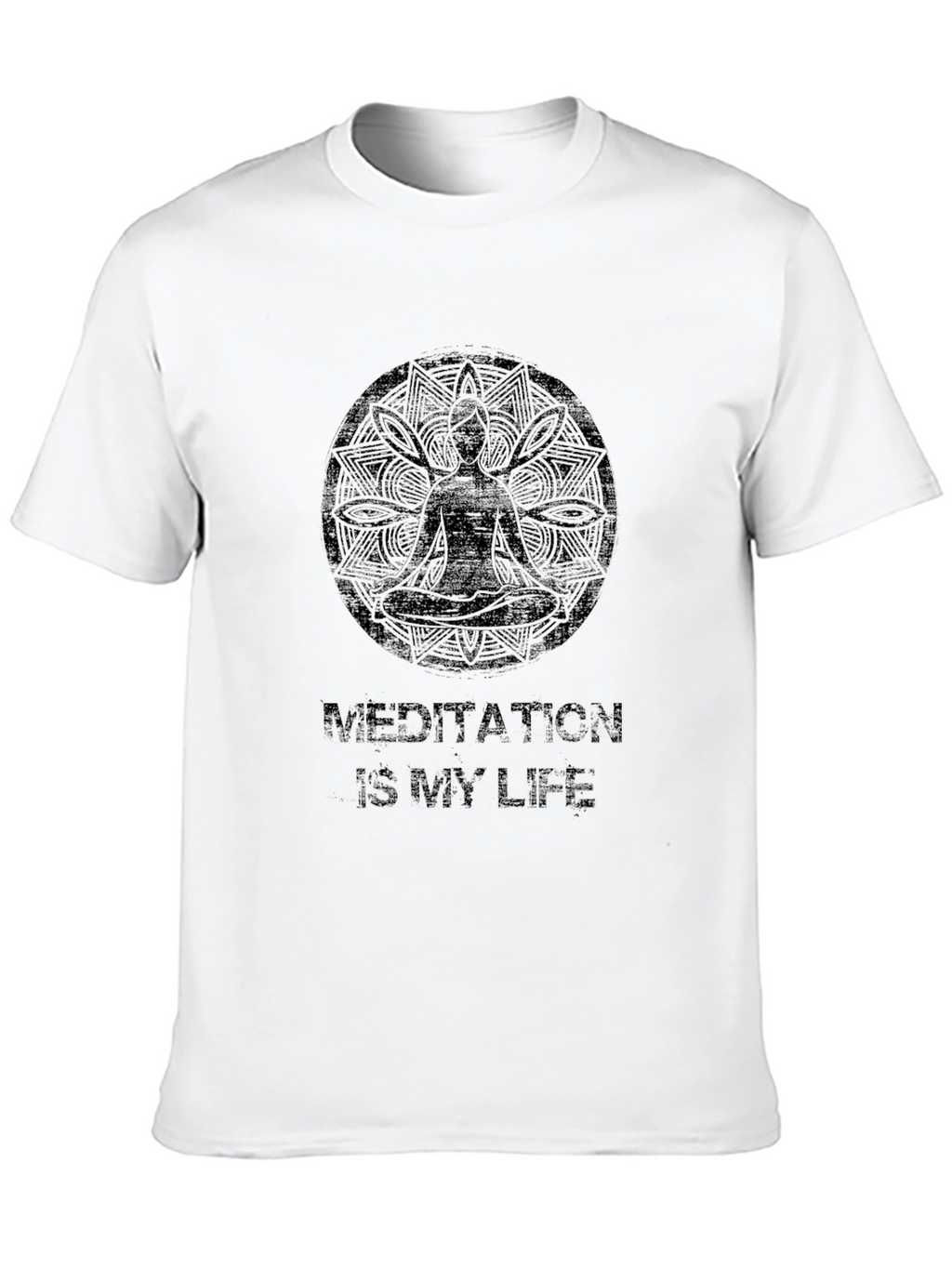 Meditation Is My Life Black Graphic T-Shirt