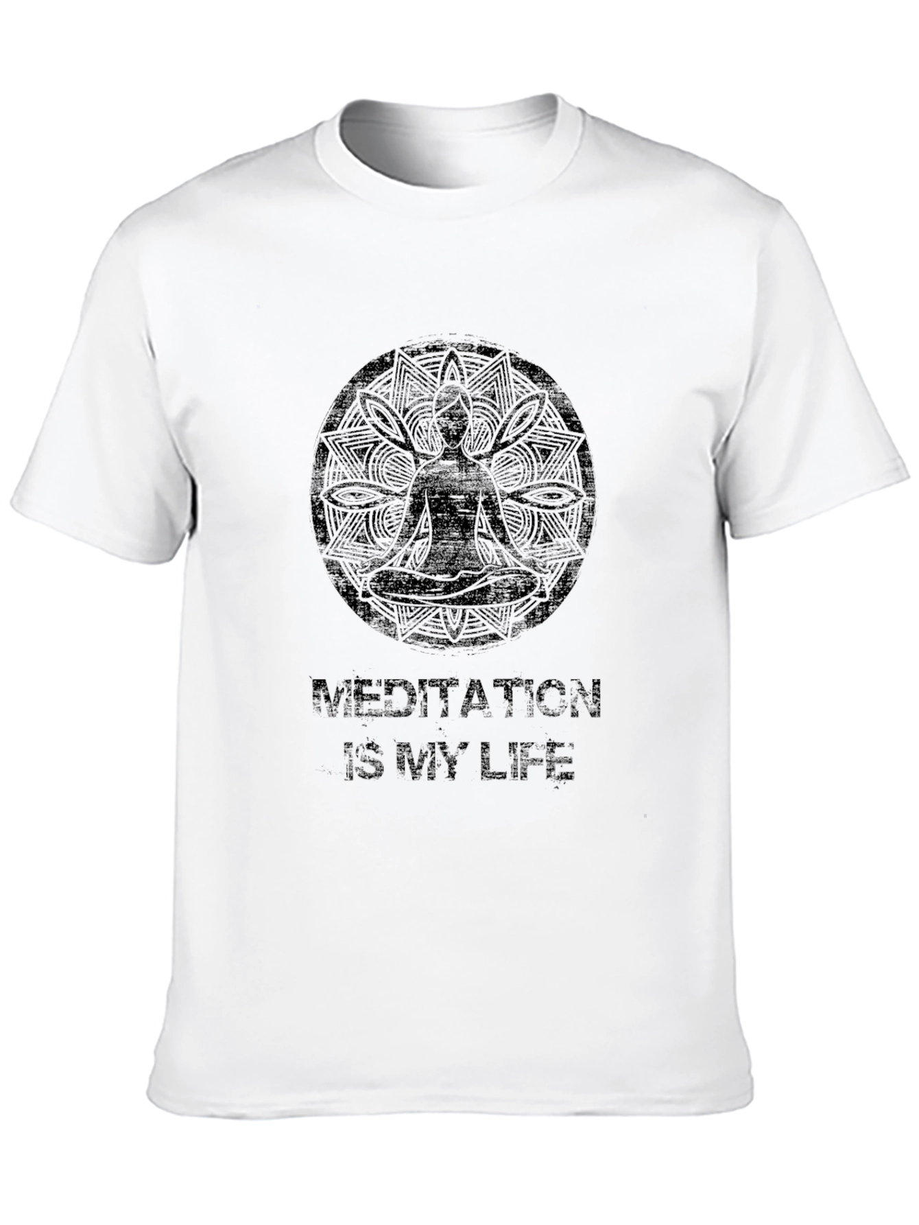 Meditation Is My Life Black Graphic T-Shirt