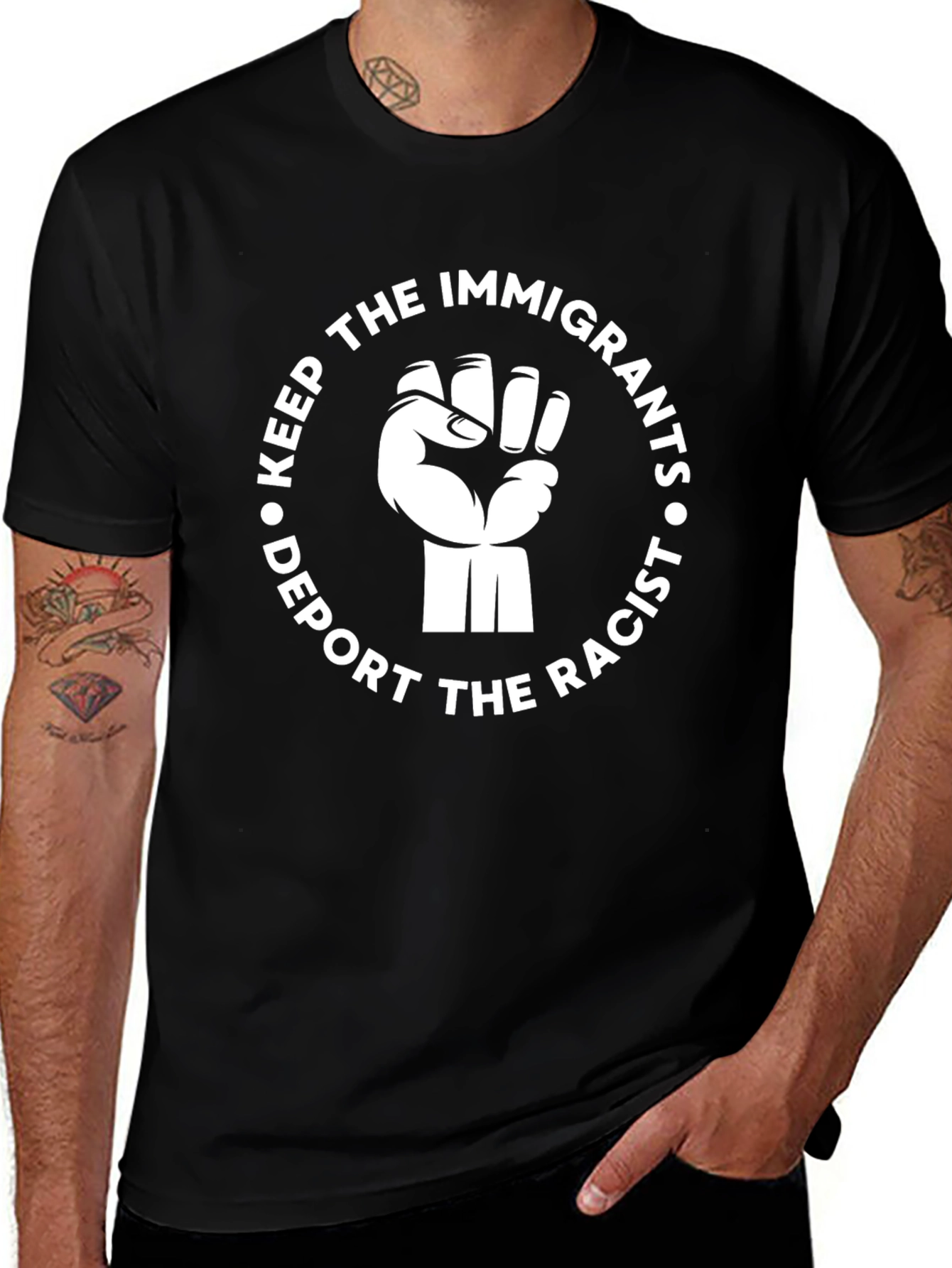 Keep Immigrants Deport Racists Graphic Tee