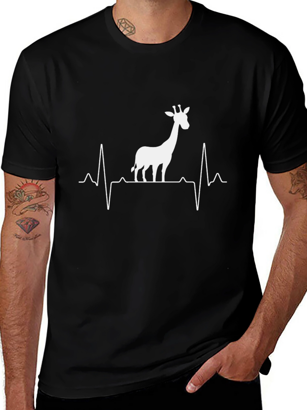 Giraffe Heartbeat T-Shirt - Wildlife Animal Lover Tee