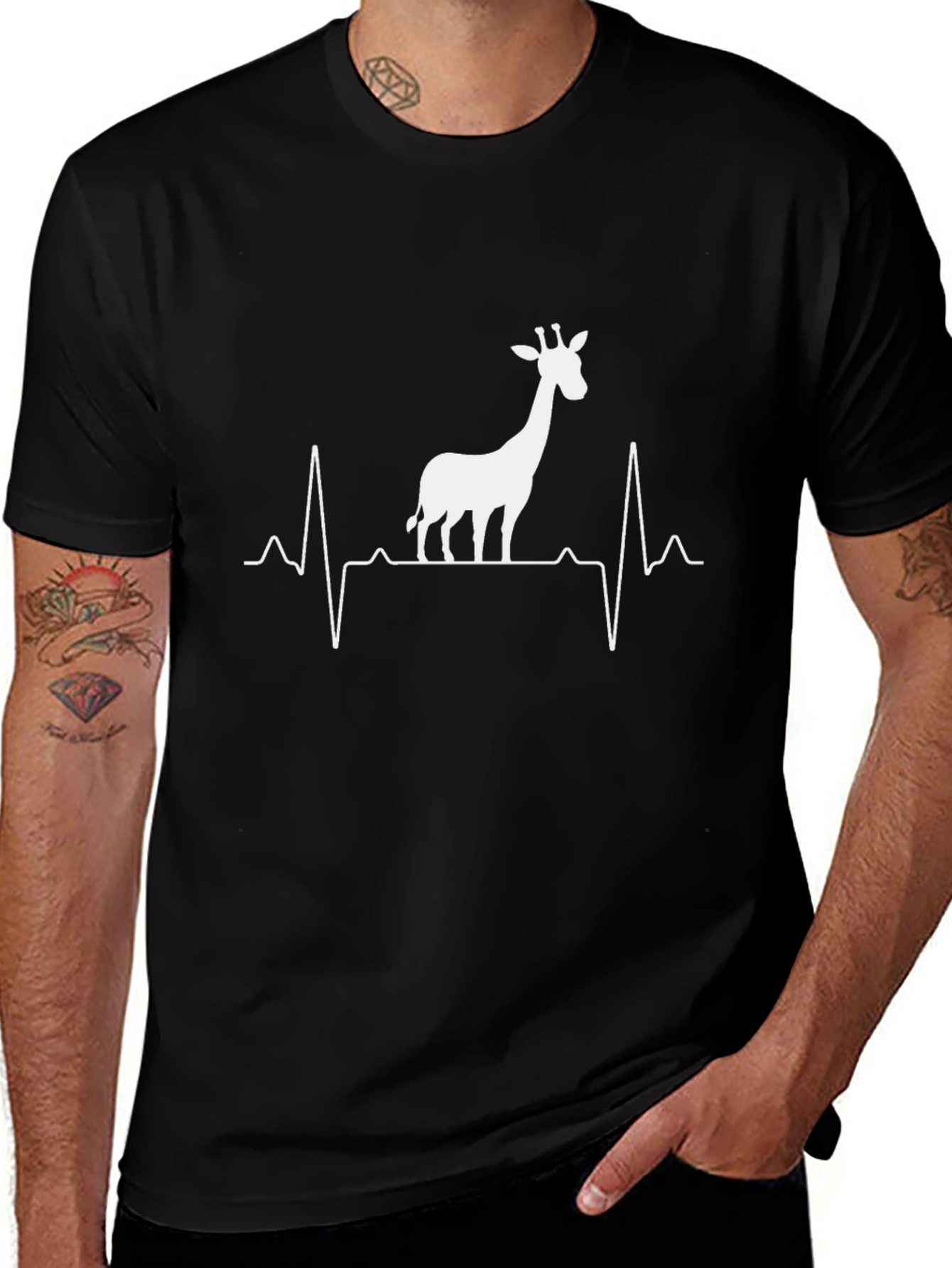 Giraffe Heartbeat T-Shirt - Wildlife Animal Lover Tee