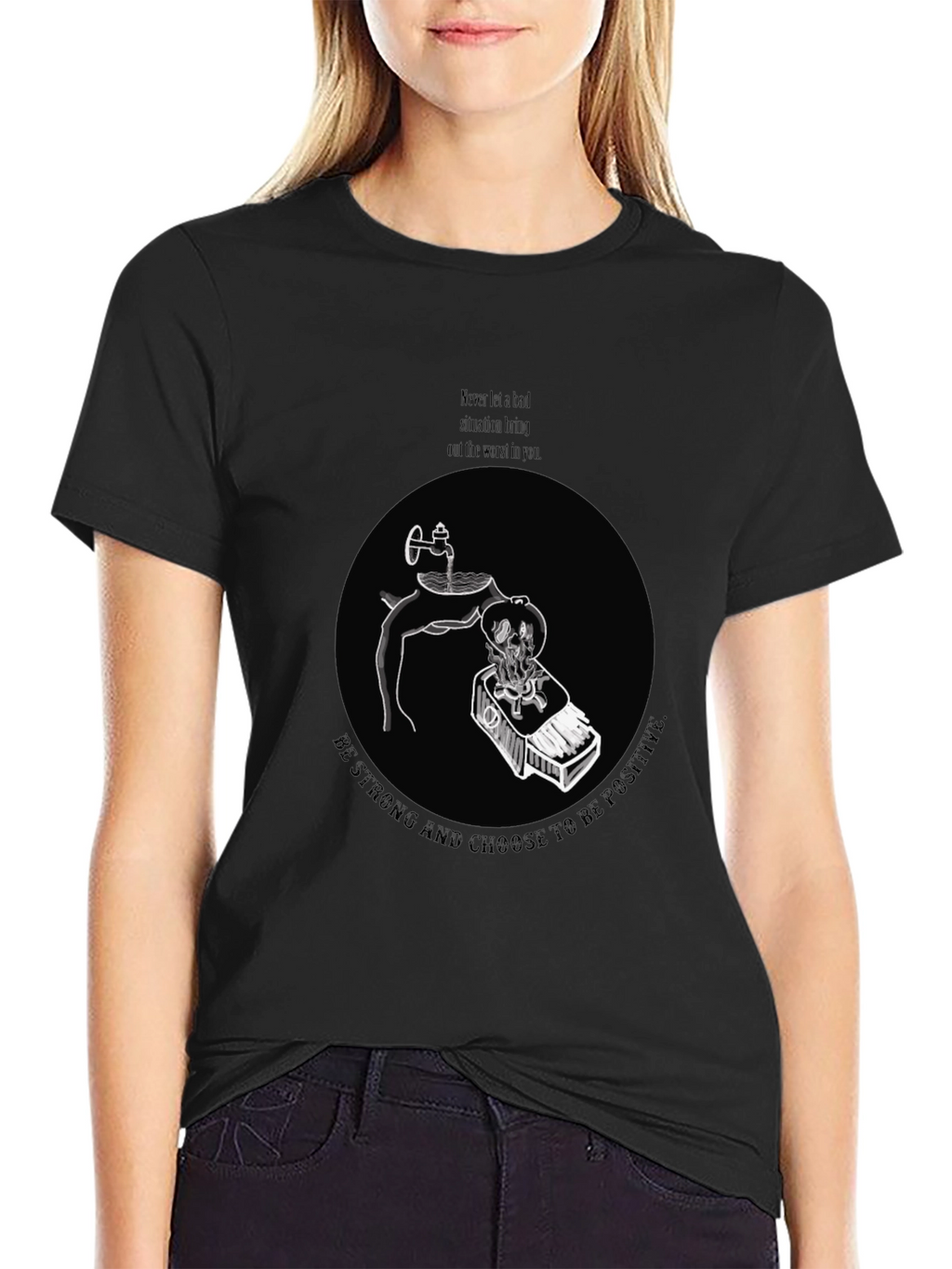 Positive Mindset Graphic Tee - Mens Black T-Shirt