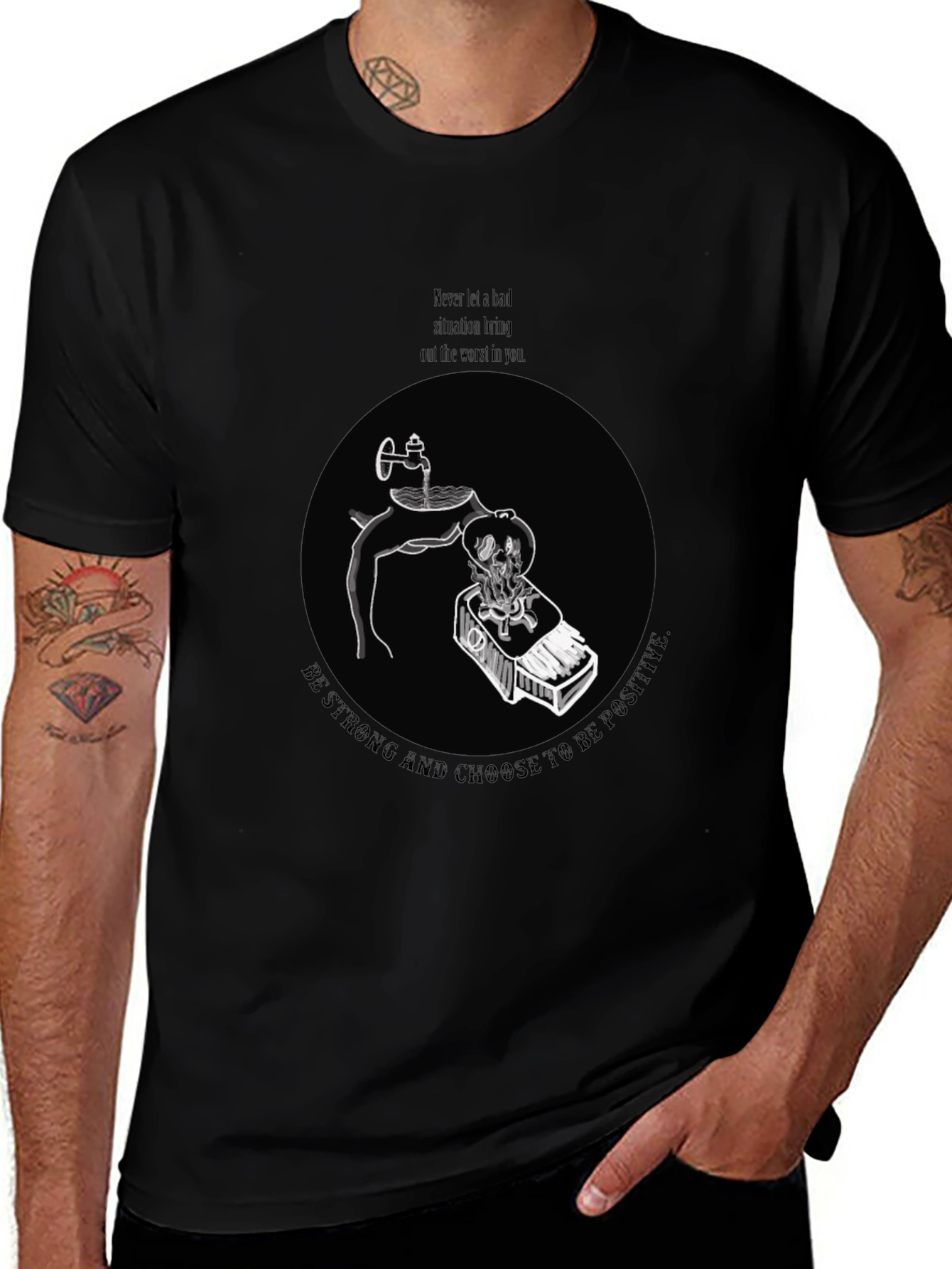 Positive Mindset Graphic Tee - Mens Black T-Shirt