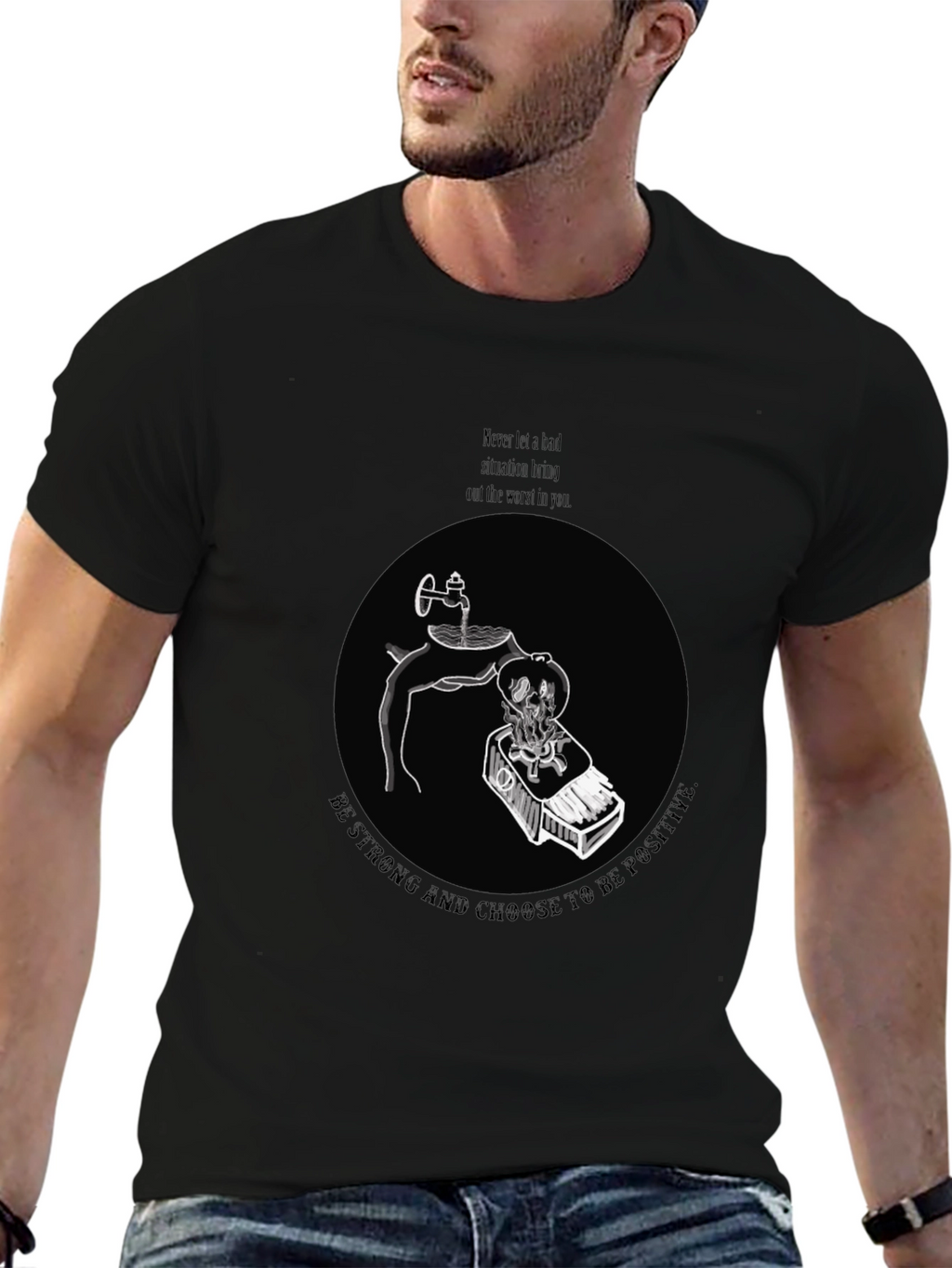 Positive Mindset Graphic Tee - Mens Black T-Shirt