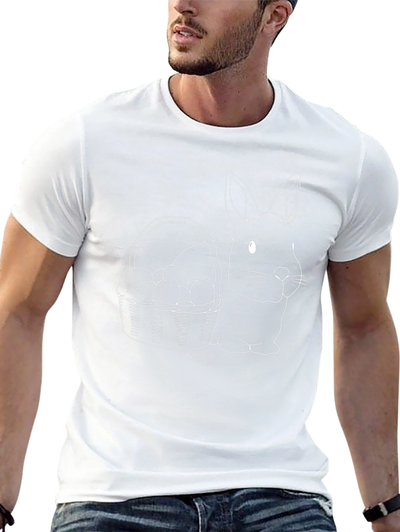 Bunny & Basket Graphic T-Shirt - Black