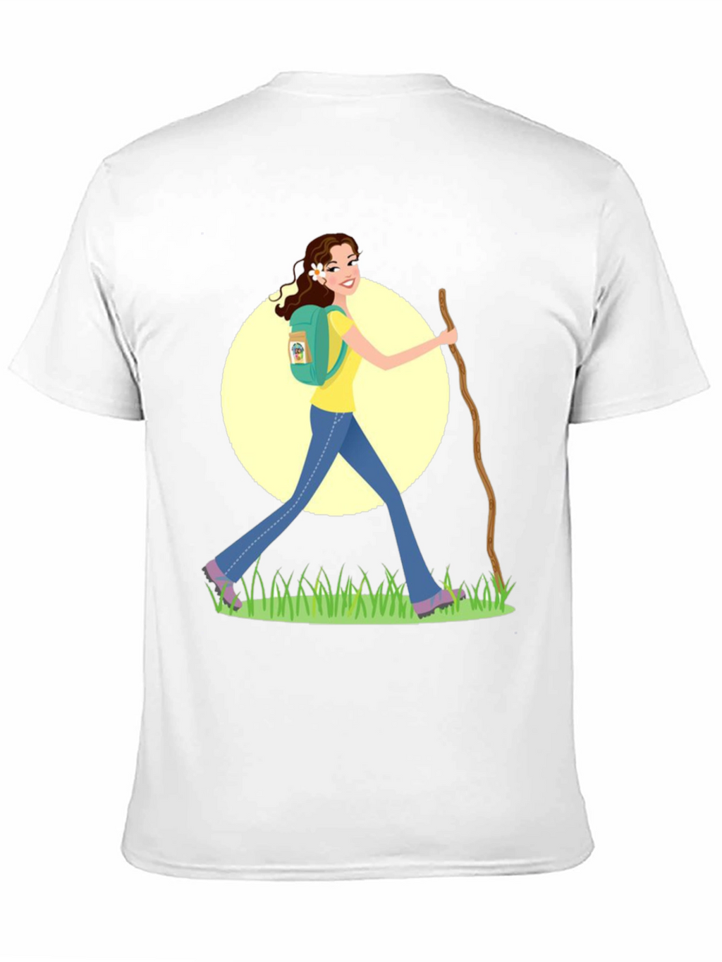 Hiking Woman Graphic Tee - Black Cotton Blend