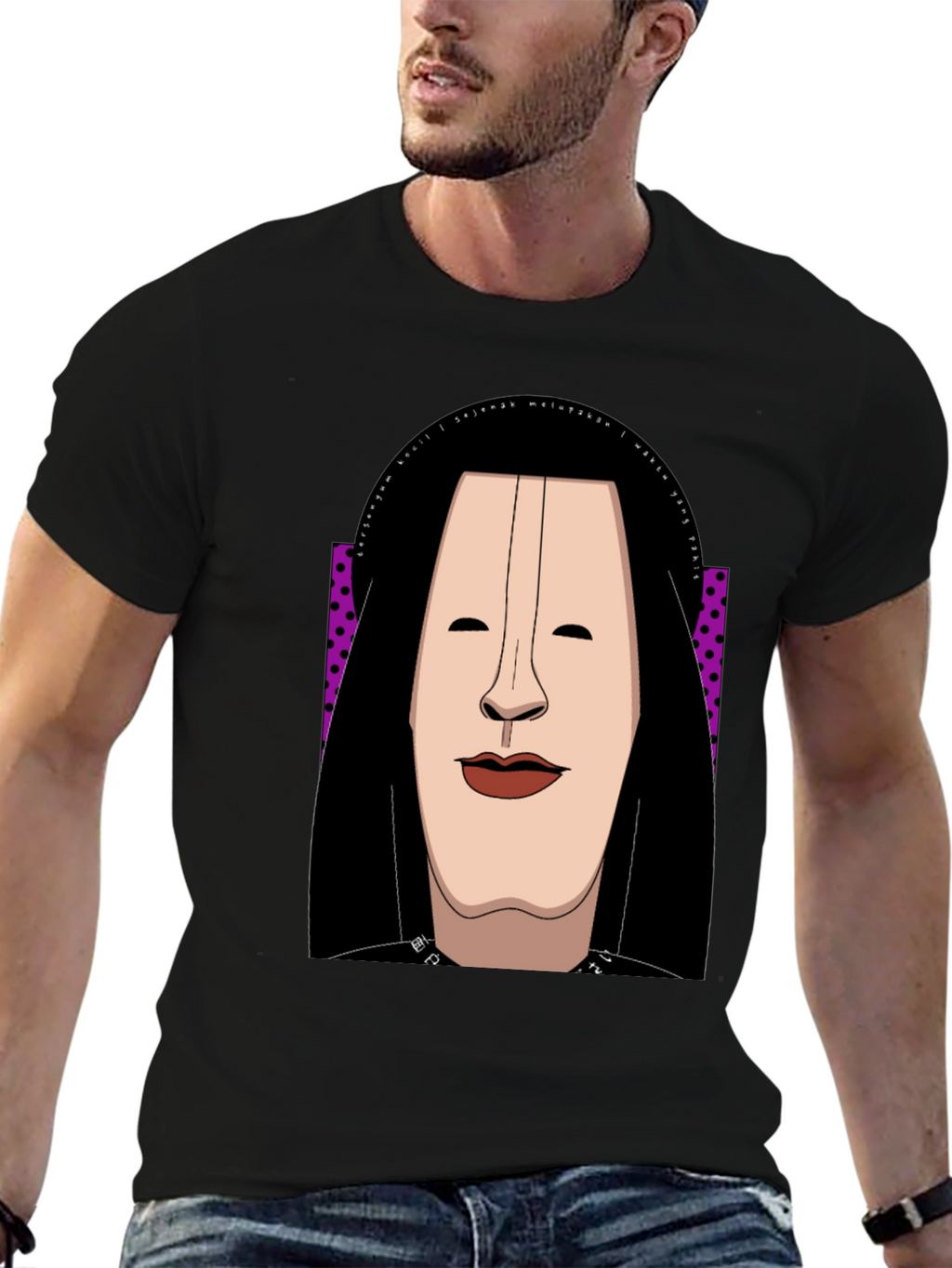 Abstract Face Graphic Tee - Unique Casual Style