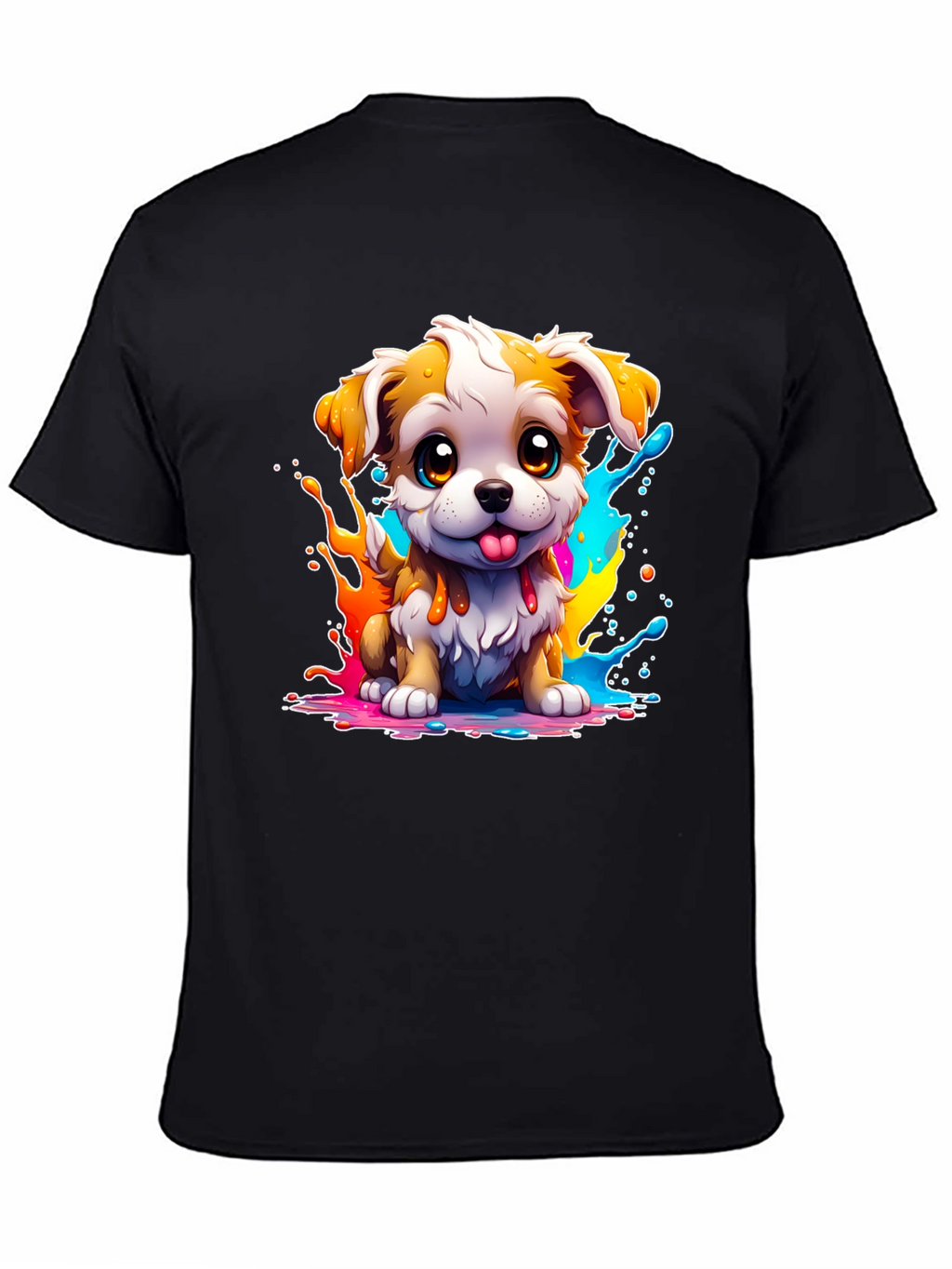 Cute Puppy Paint Splatter Graphic Tee