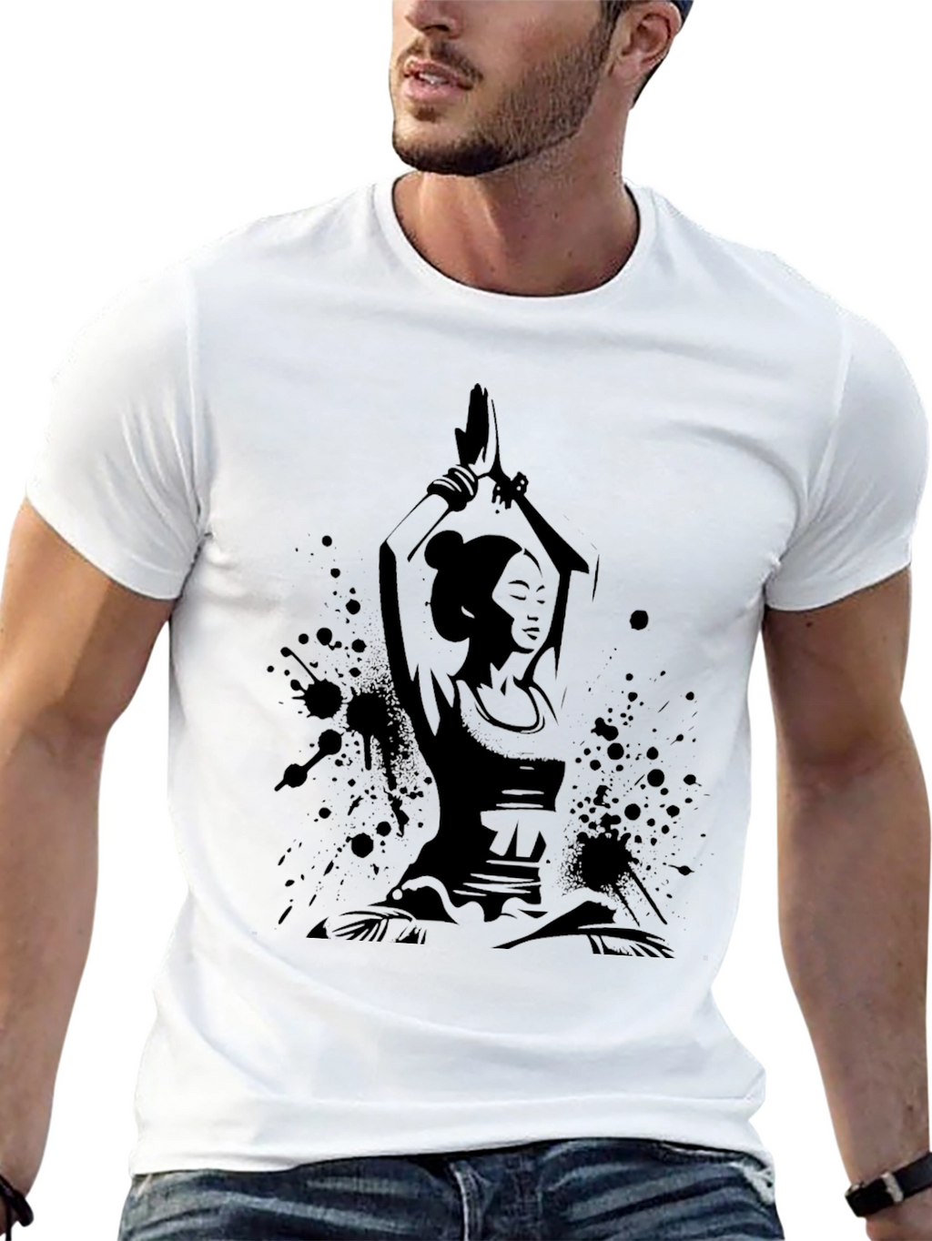 Yoga Woman Black Graphic T-Shirt