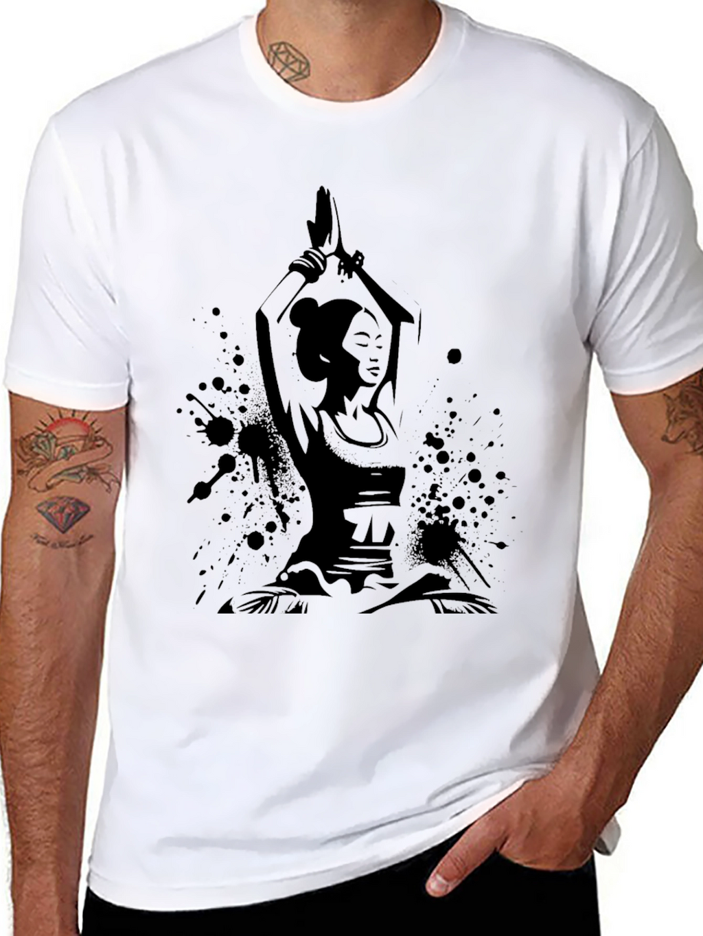 Yoga Woman Black Graphic T-Shirt