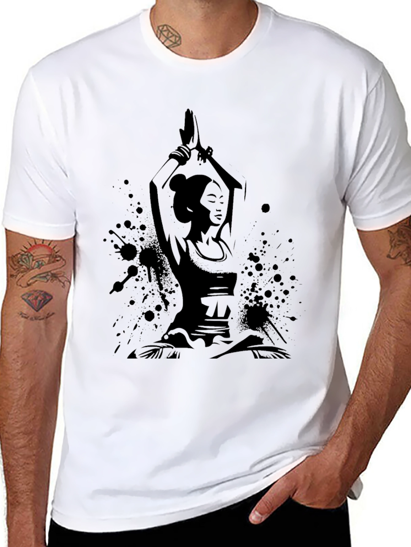 Yoga Woman Black Graphic T-Shirt