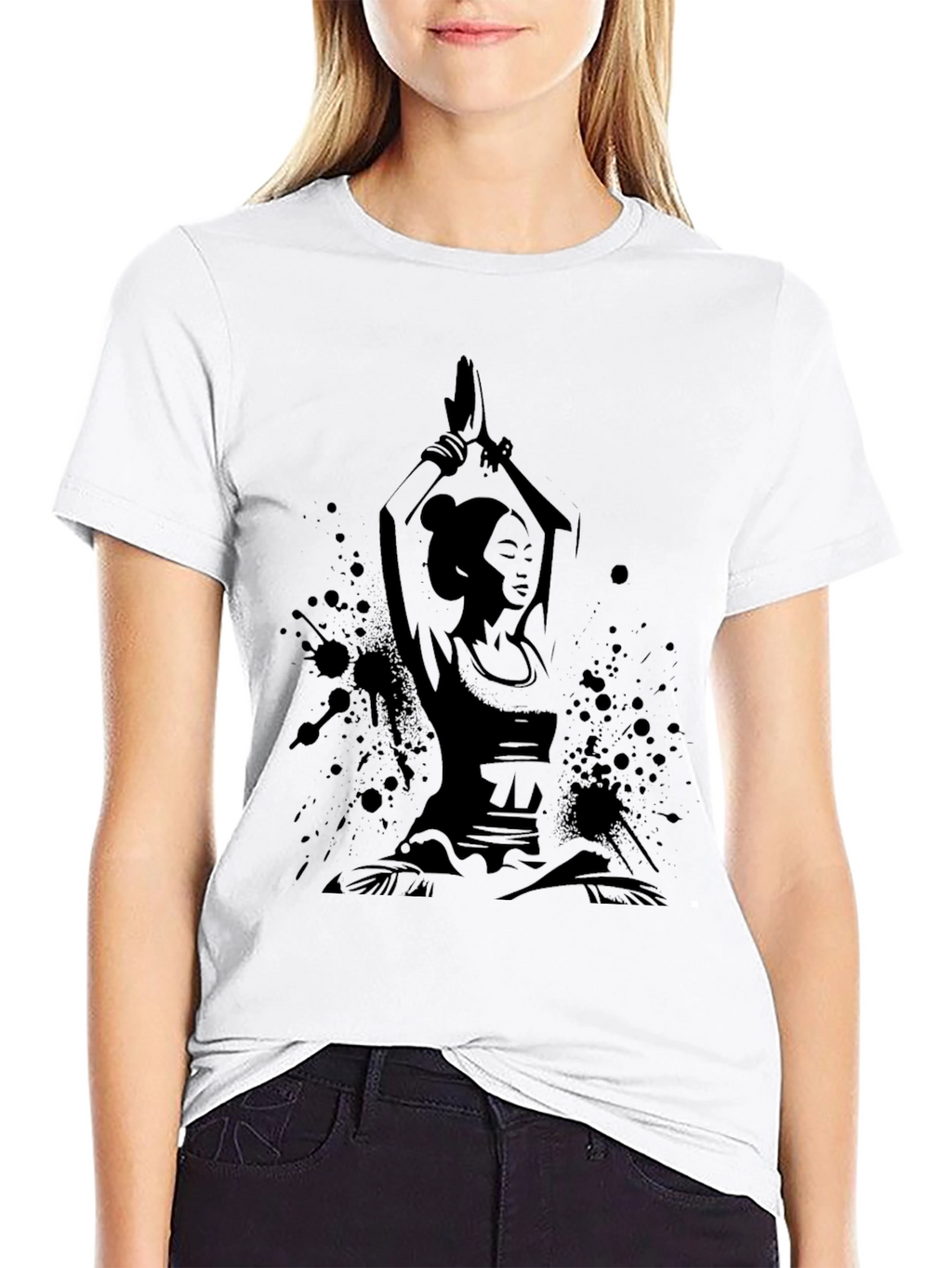 Yoga Woman Black Graphic T-Shirt