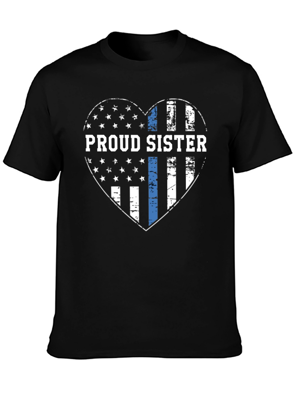 Proud Sister Thin Blue Line Heart T-Shirt