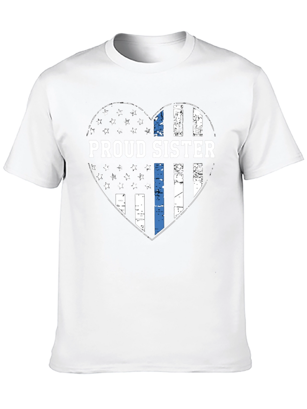 Proud Sister Thin Blue Line Heart T-Shirt