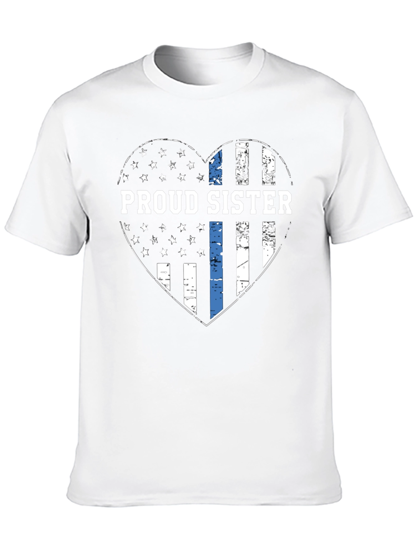 Proud Sister Thin Blue Line Heart T-Shirt