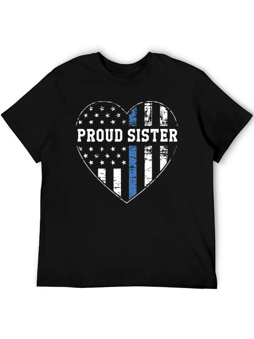 Proud Sister Thin Blue Line Heart T-Shirt